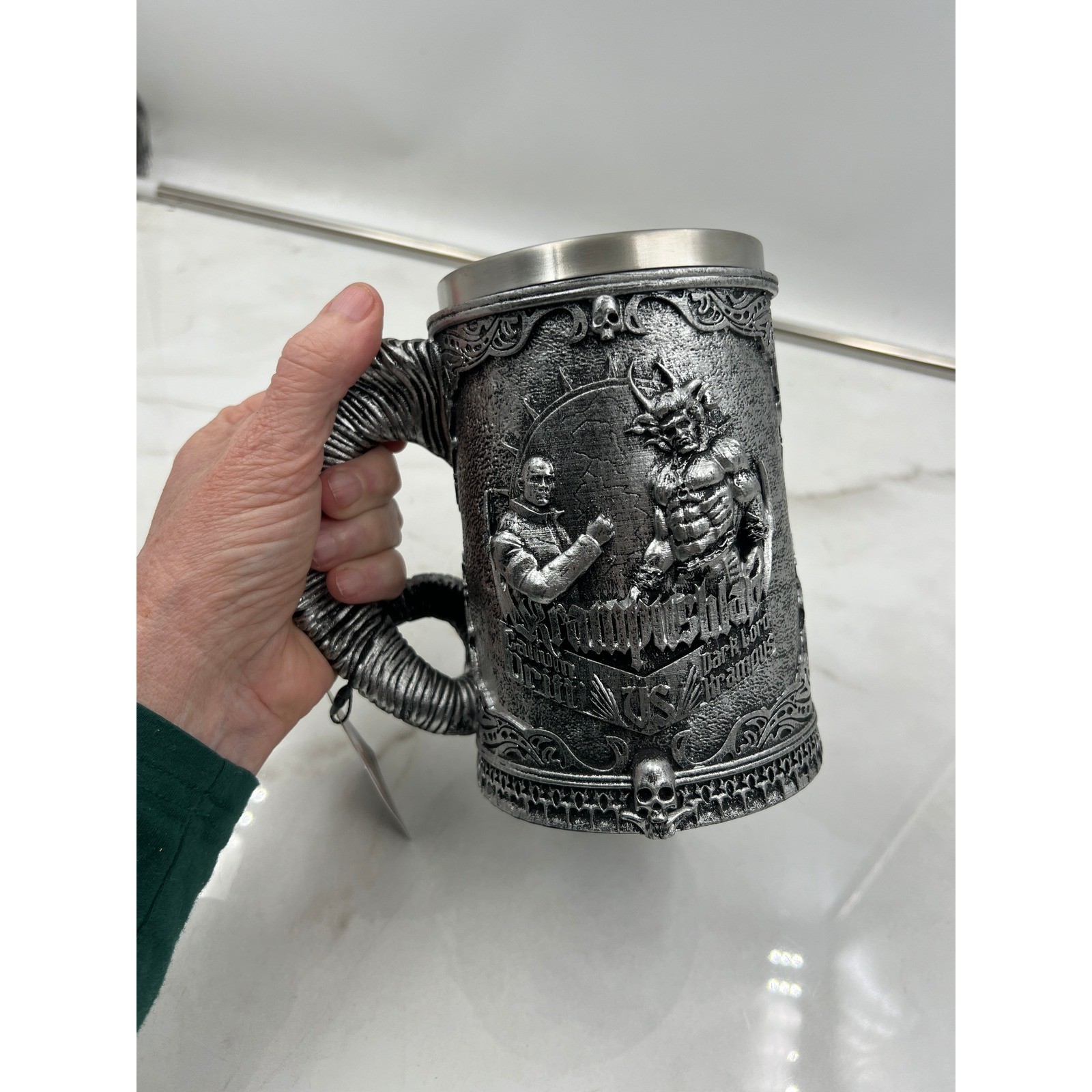 Red One Movie Krampushlap Stein 17oz Krampus Dark Lord of Winter Silver Mug NEW