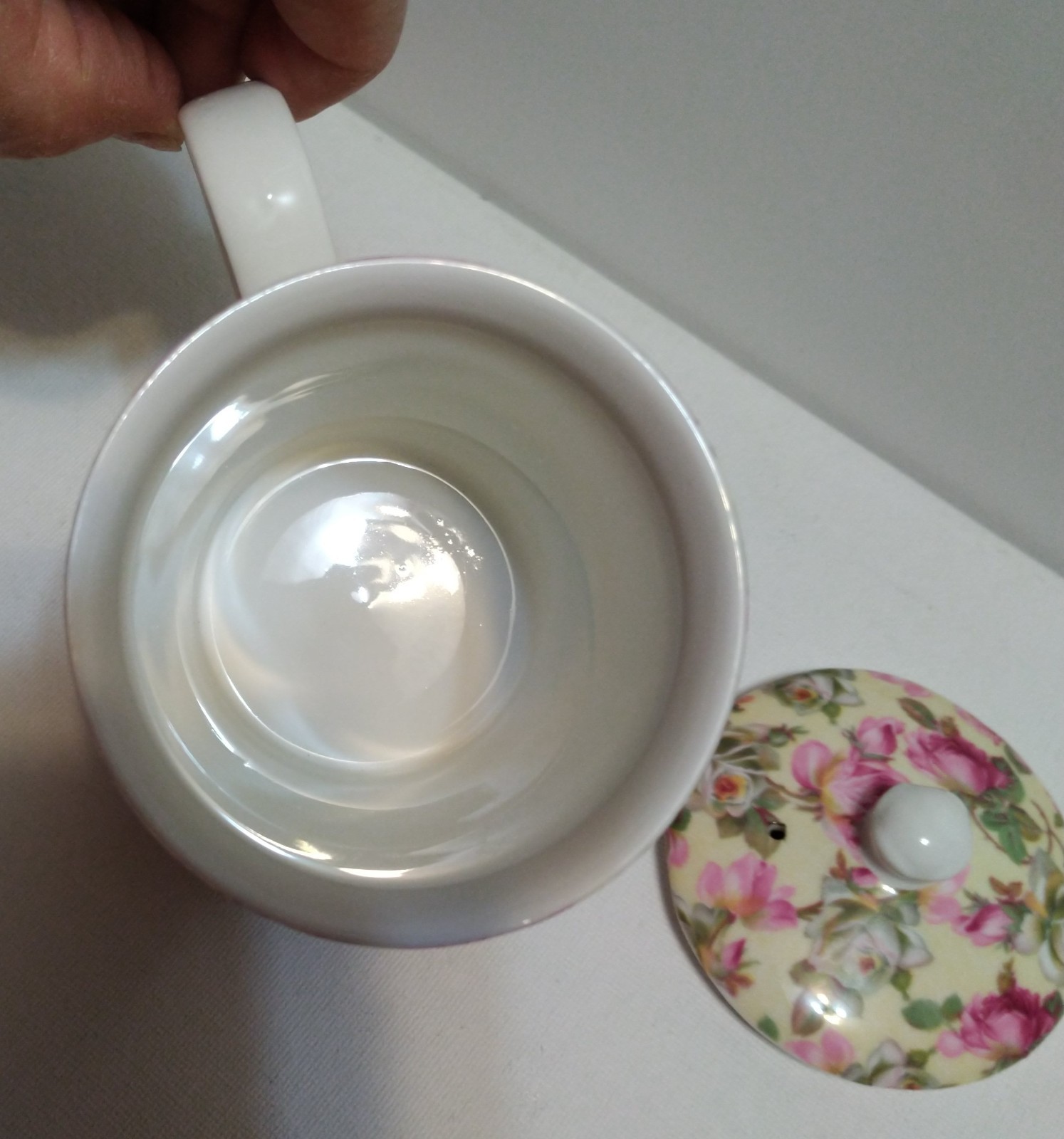 ROYAL PATRICIAN Fine Bone China Pink Rose Floral Tea Cup Mug with Lid England