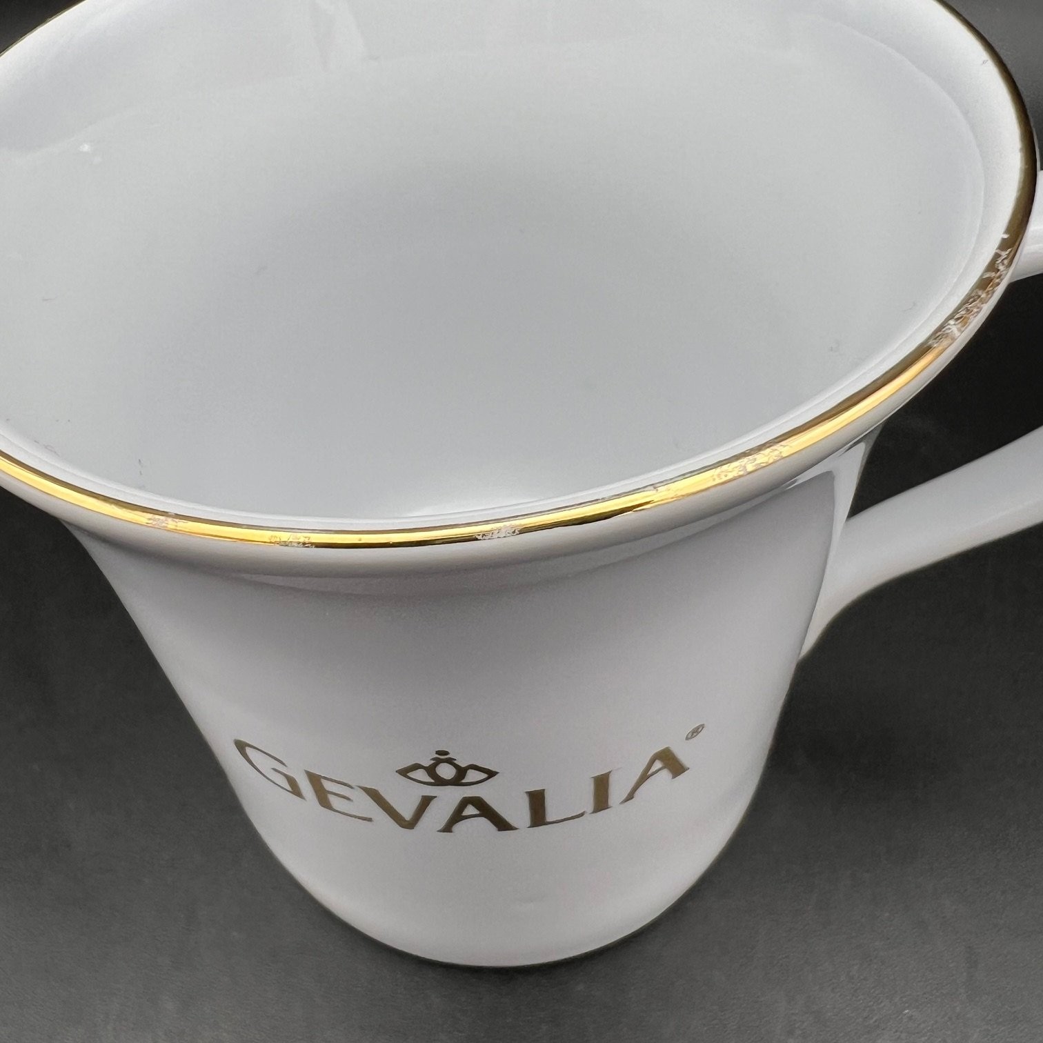 Gevalia Mug White Porcelain with Gold Trim Rim Coffee Tea Cup 8 fl oz