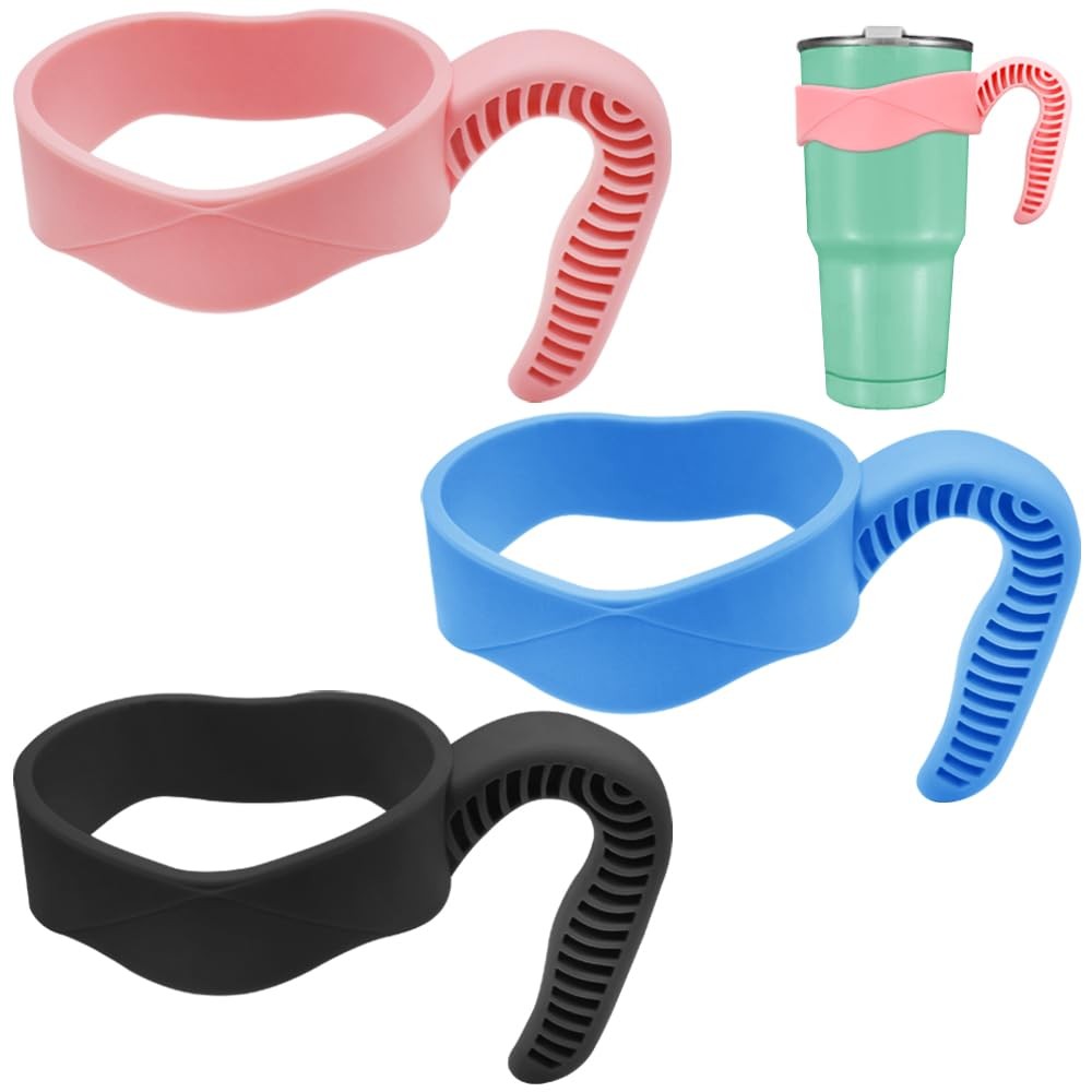 3 Pack 20oz Tumbler Handles,Mug Handle or Cup Holder -Black,Pink,Blue