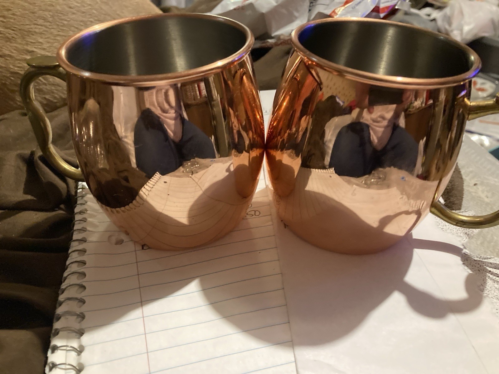 Set Of Oggi Moscow Mule Copper Played Stainless Steel With Brass Handles
