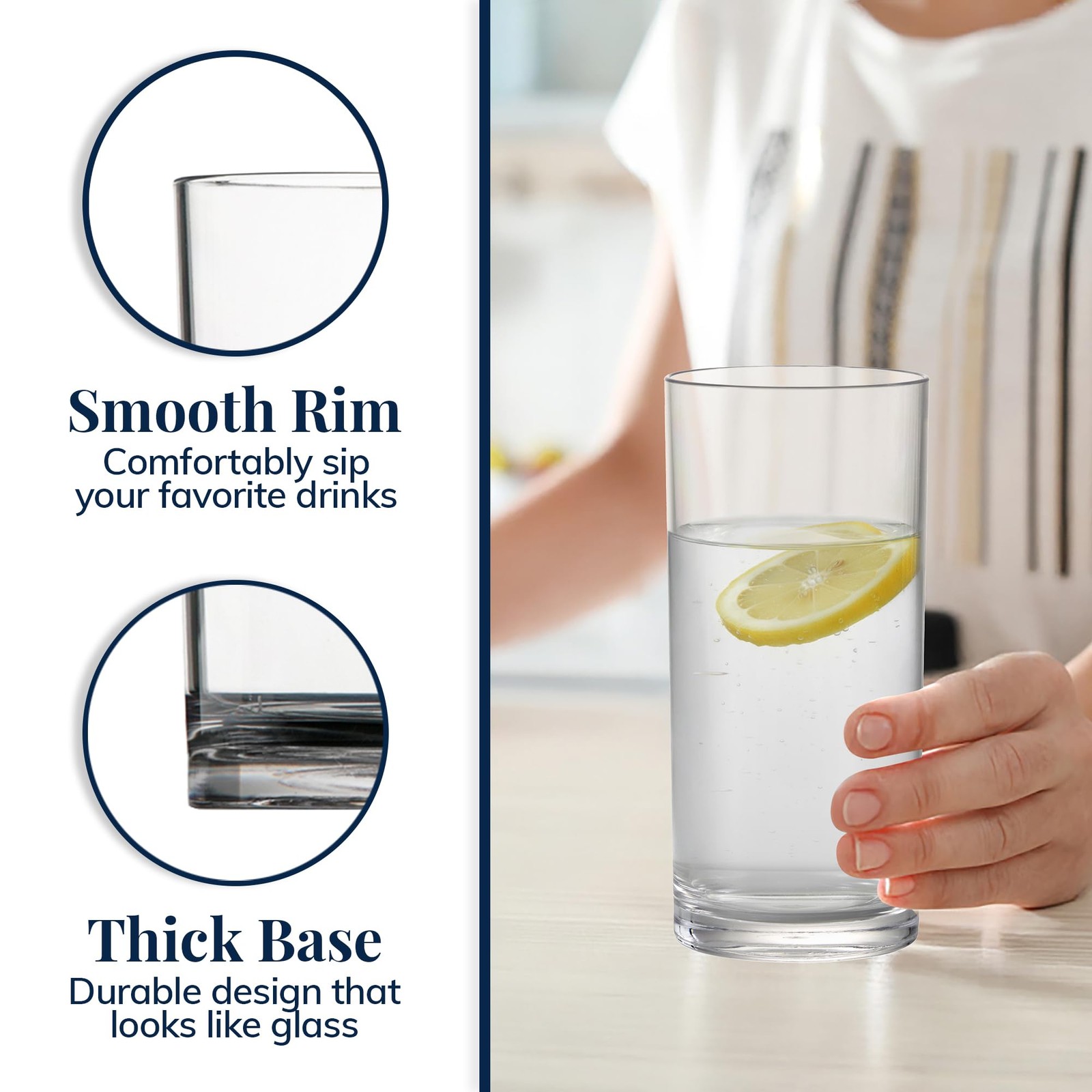 6 Pack 16oz Reusable Plastic Drinking Glasses BPA-Free Tumblers Water Cups