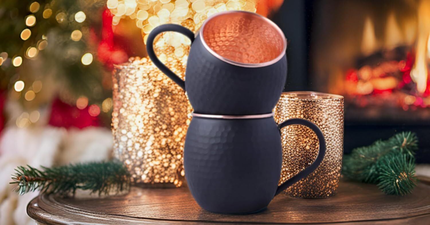 16 Oz Black Matte Moscow Mule Mugs Pure Copper 2 Count (Pack of 1) Matte Black