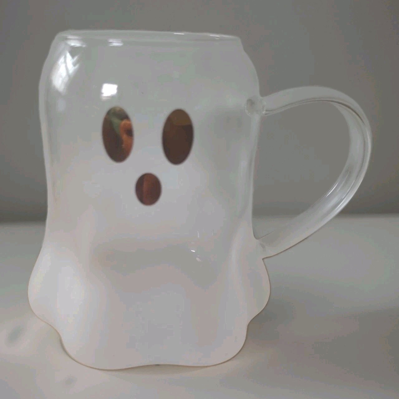 Anthropologie Ghost Borosilicate Glass Mug Halloween 4.5″ New