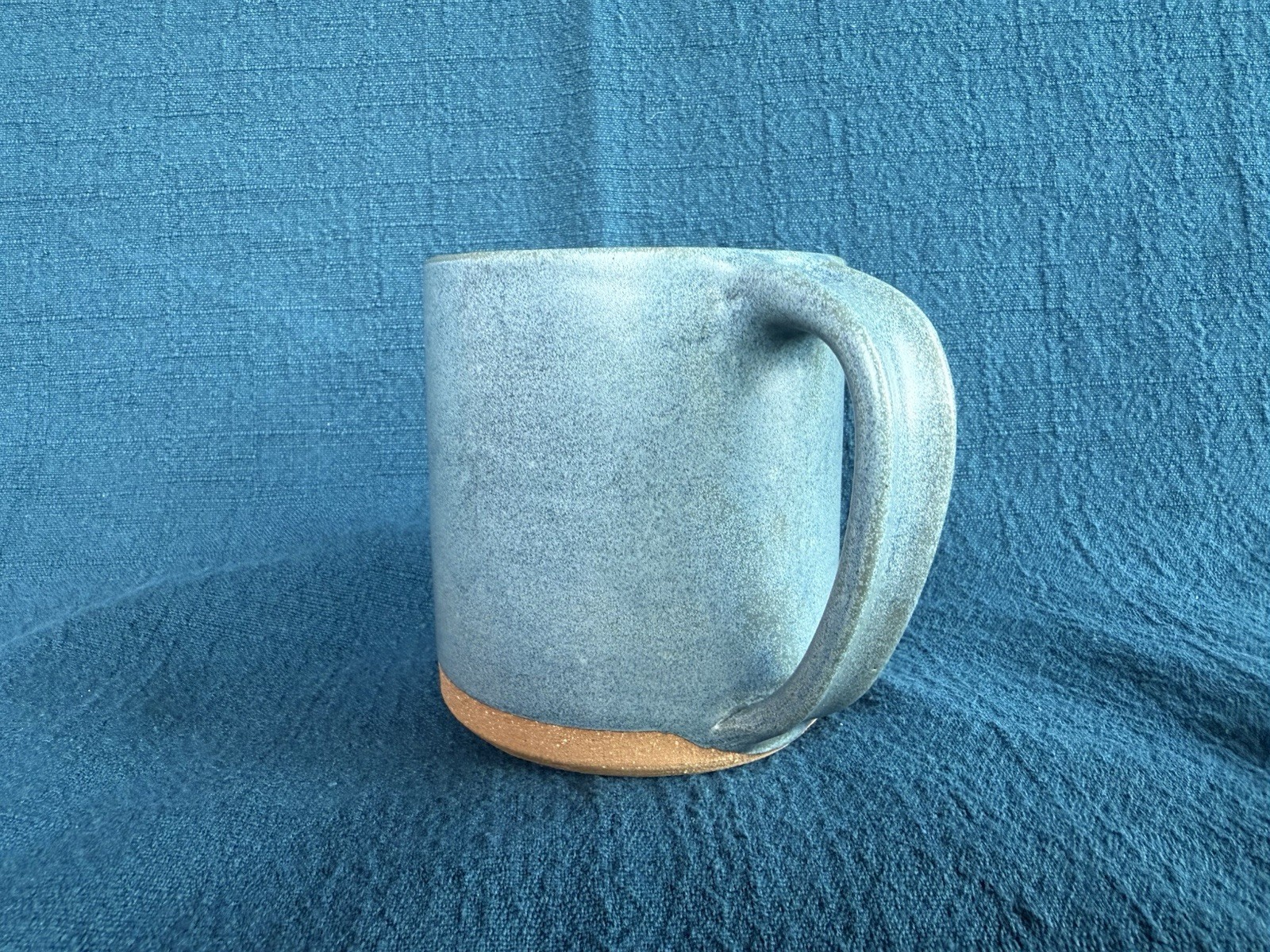 Stoneware Sunburst Coffee Mug 16 fl oz Blue/Beige Base Celestial Handmade