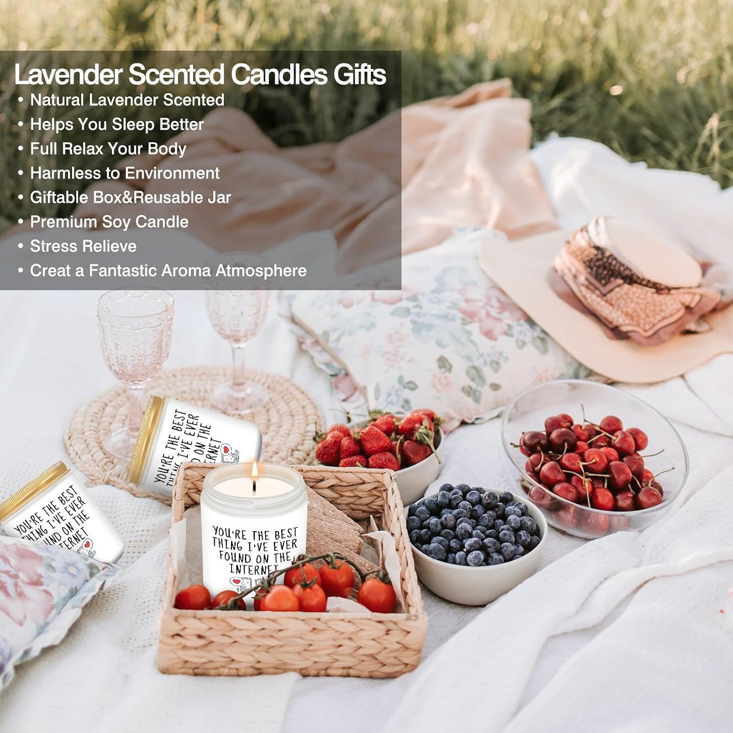 Charming Lavender Candle – Non-Toxic Joyful Gift for Birthdays & Anniversaries