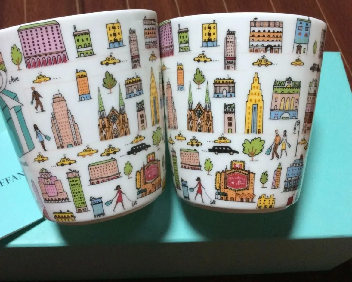 Tiffany & Co. China Mug Cup 5th Avenue Bone 2pcs with gift box