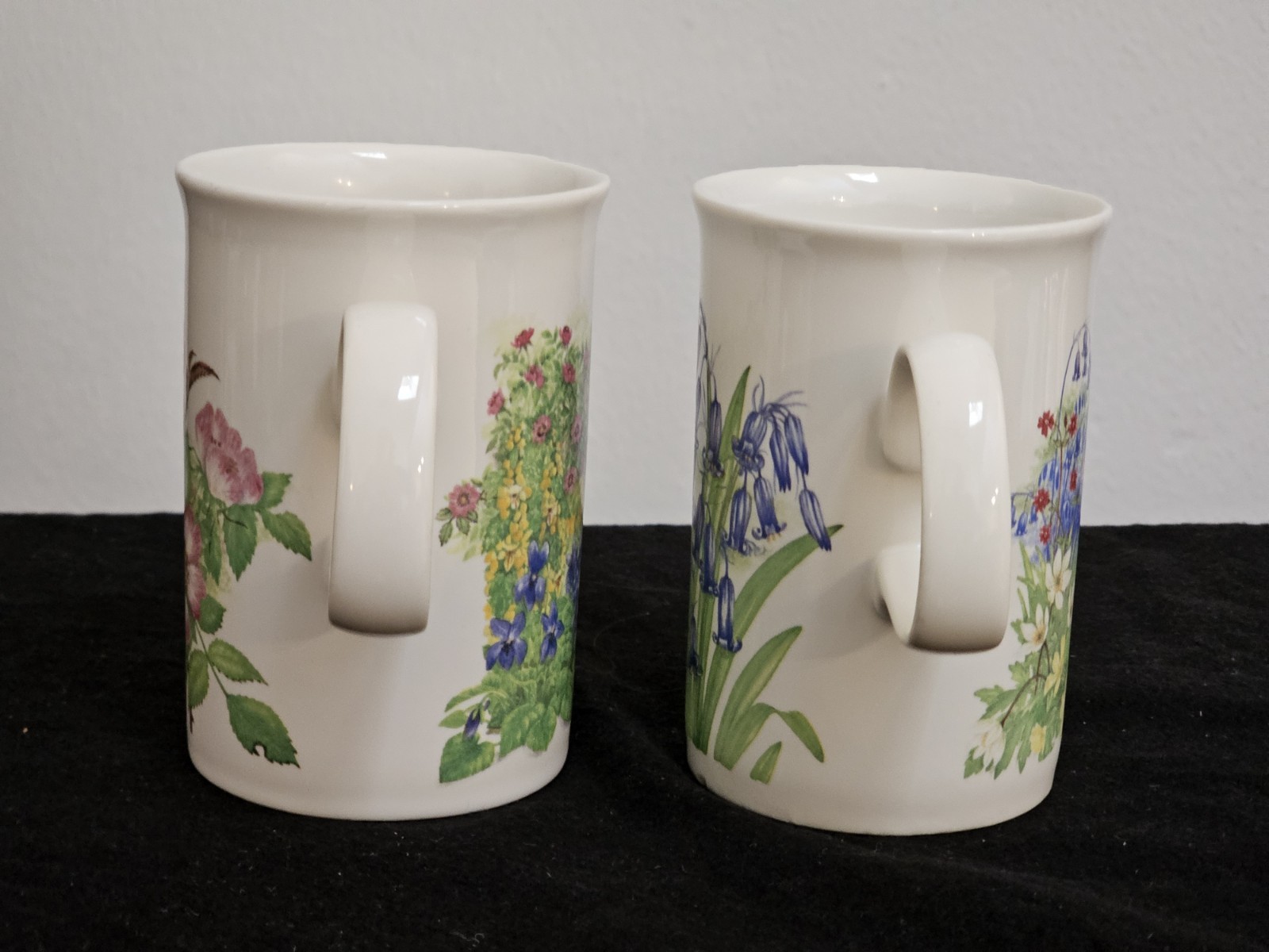 Dunoon Dog Rose & Bluebell Fine Bone China Floral Mugs Set of 2