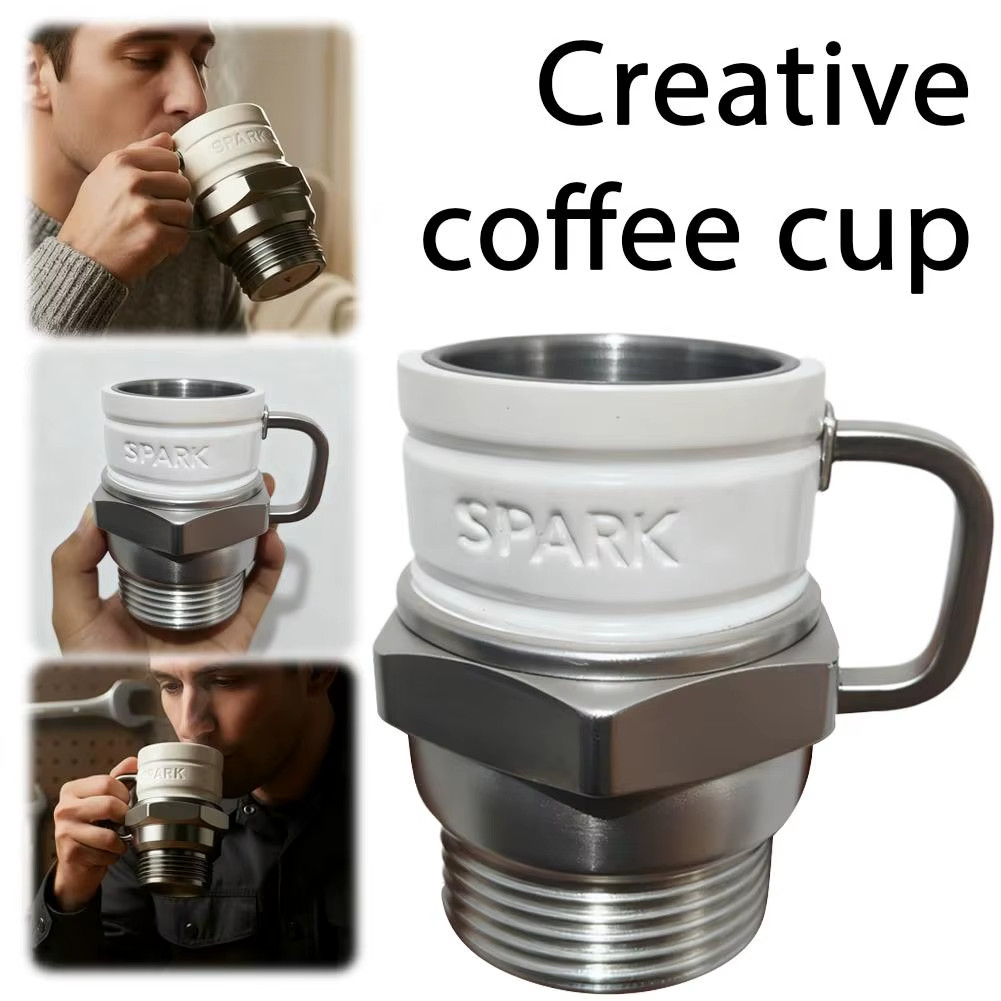 Spark Plug Coffee Mug – 11×8.5×8.5cm (4.3×3.35×3.35in) Car Enthusiast Gift Cup