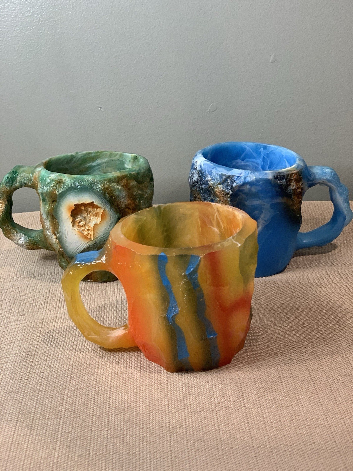 Resin Mugs Crafted To Resemble Natural Mineral Crystals Set Of 3