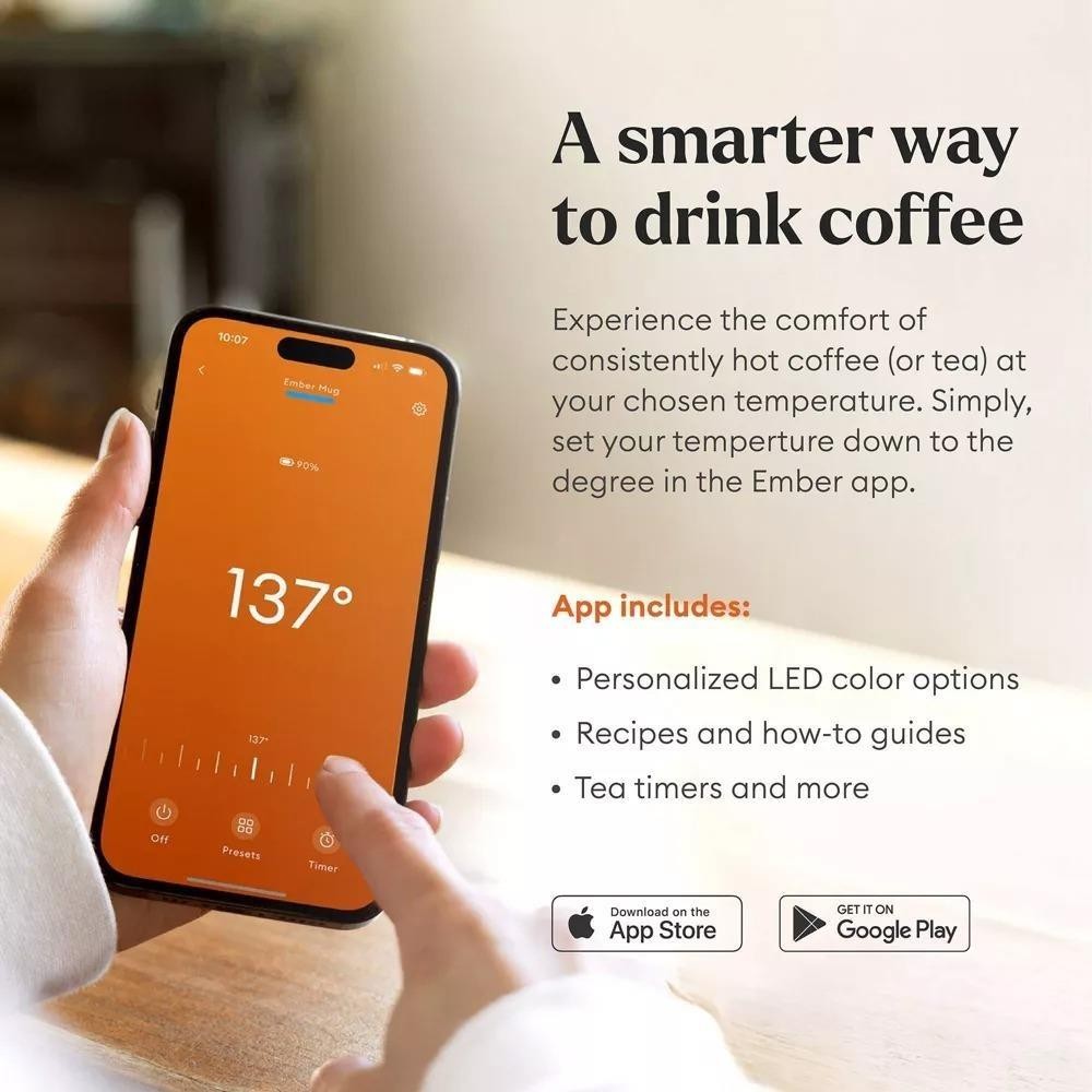 Ember Mug 2 14oz Temperature Control Smart Mug Sandstone Color w/ App Excellent