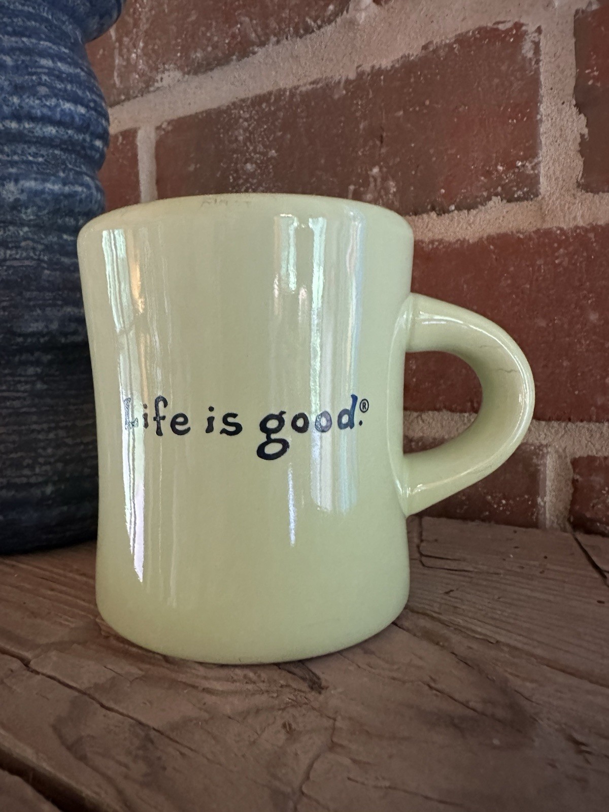 Life Is Good Happy Camper Spring Green Diner Mug 4” Tall Retro Camper Coffee Cup