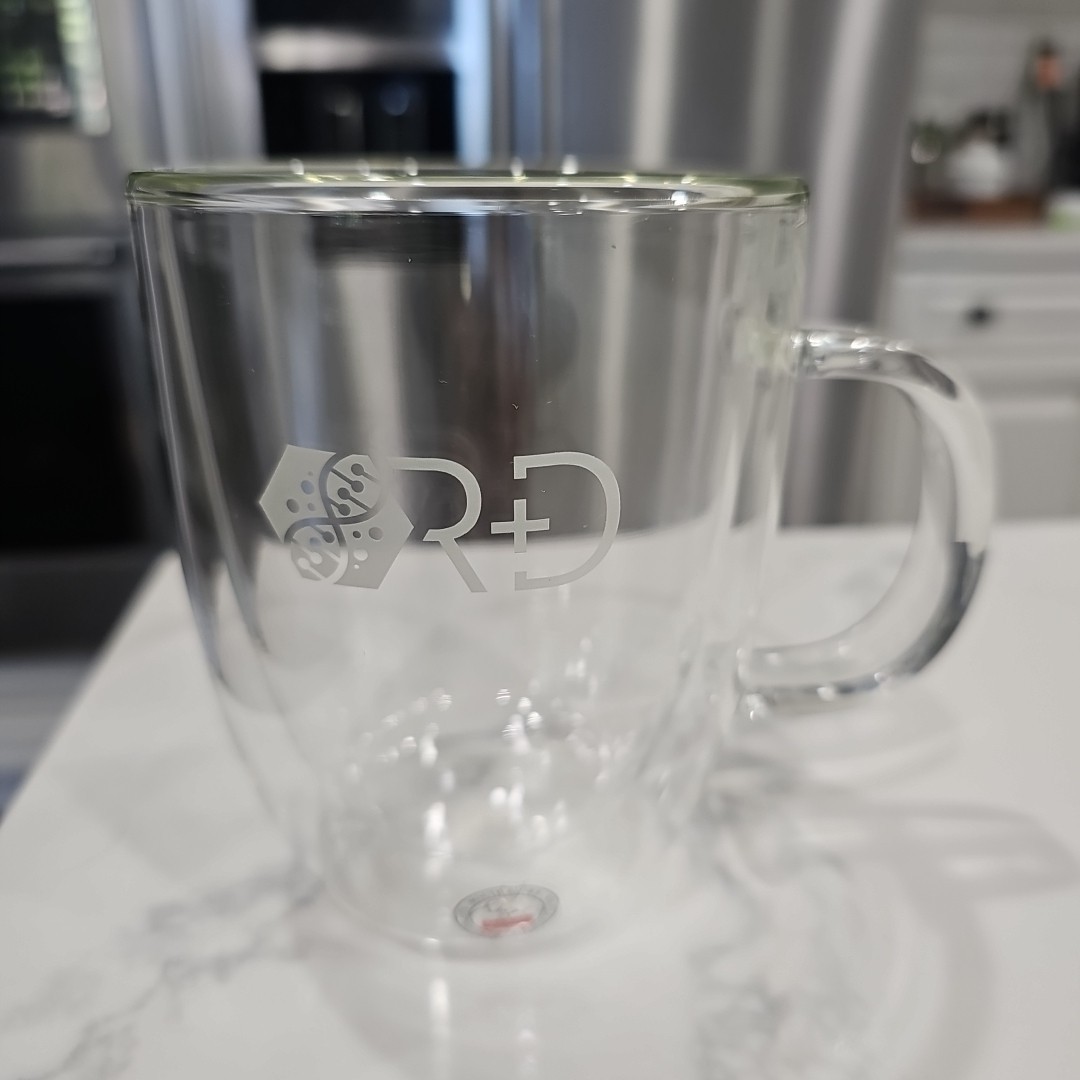 Bodum BISTRO Coffee Mug Double-Wall Insulated Glass Mug 12oz. Mouth Blown. R+D