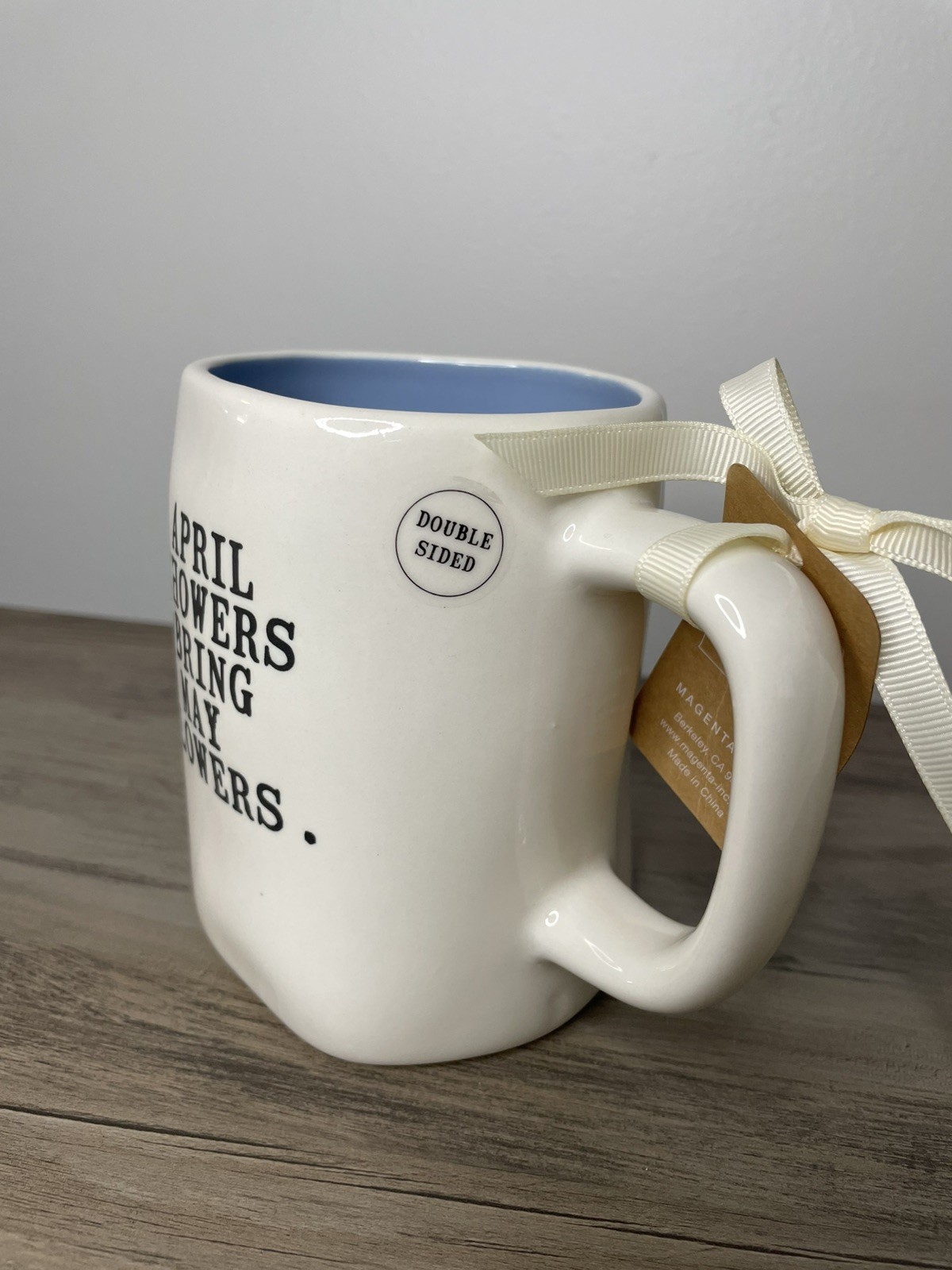 Rae Dunn Double Sided Spring Goose “APRIL SHOWERS BRING MAY FLOWERS” Mug NWT