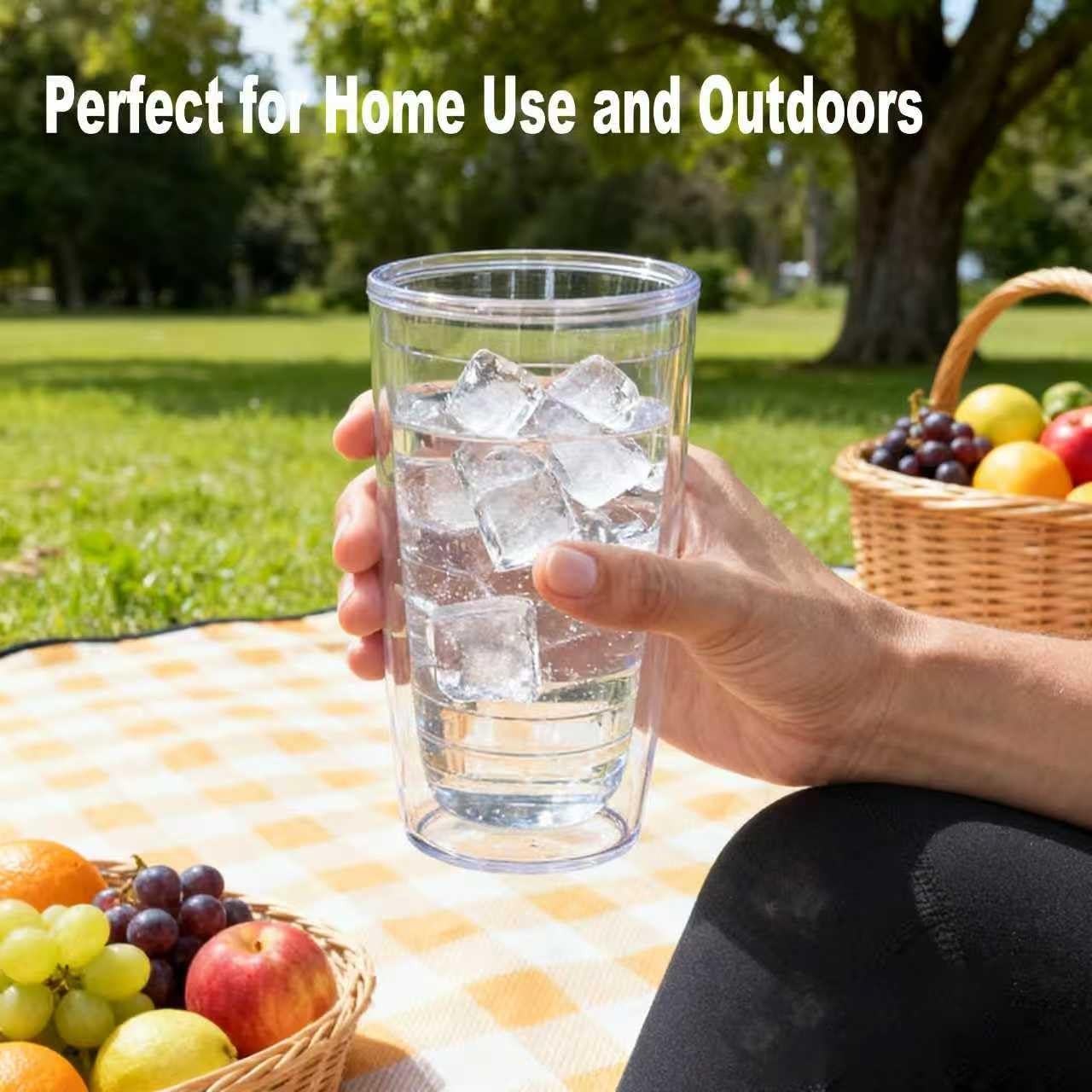 Unbreakable 16oz Tumblers Set of 4 – Plastic Double Wall Insulated Cups, Shat