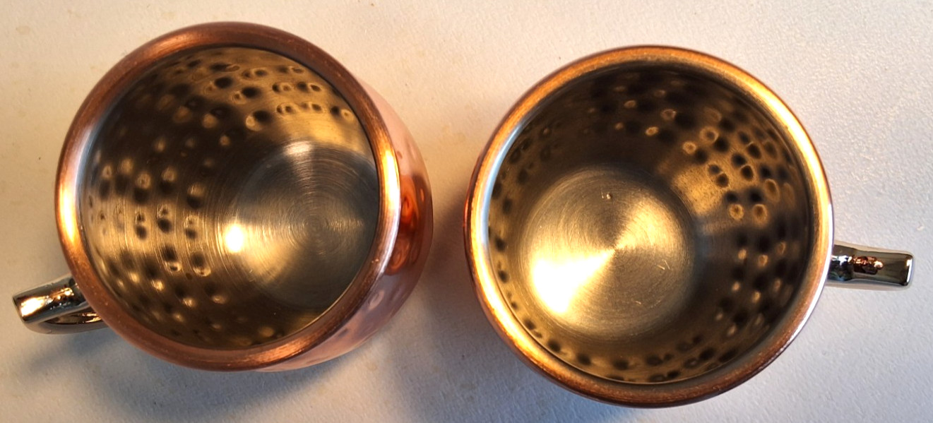 Set of 2 Mini Hammered Copper Moscow Mule Mugs 2 in Tall Brass Handles