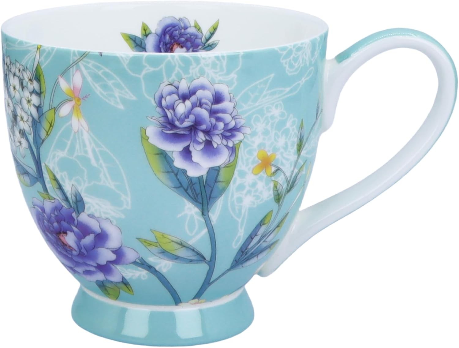 16oz Floral Bone China Mug for Tea & Coffee Lovers Elegant Mugs Daily Use |
