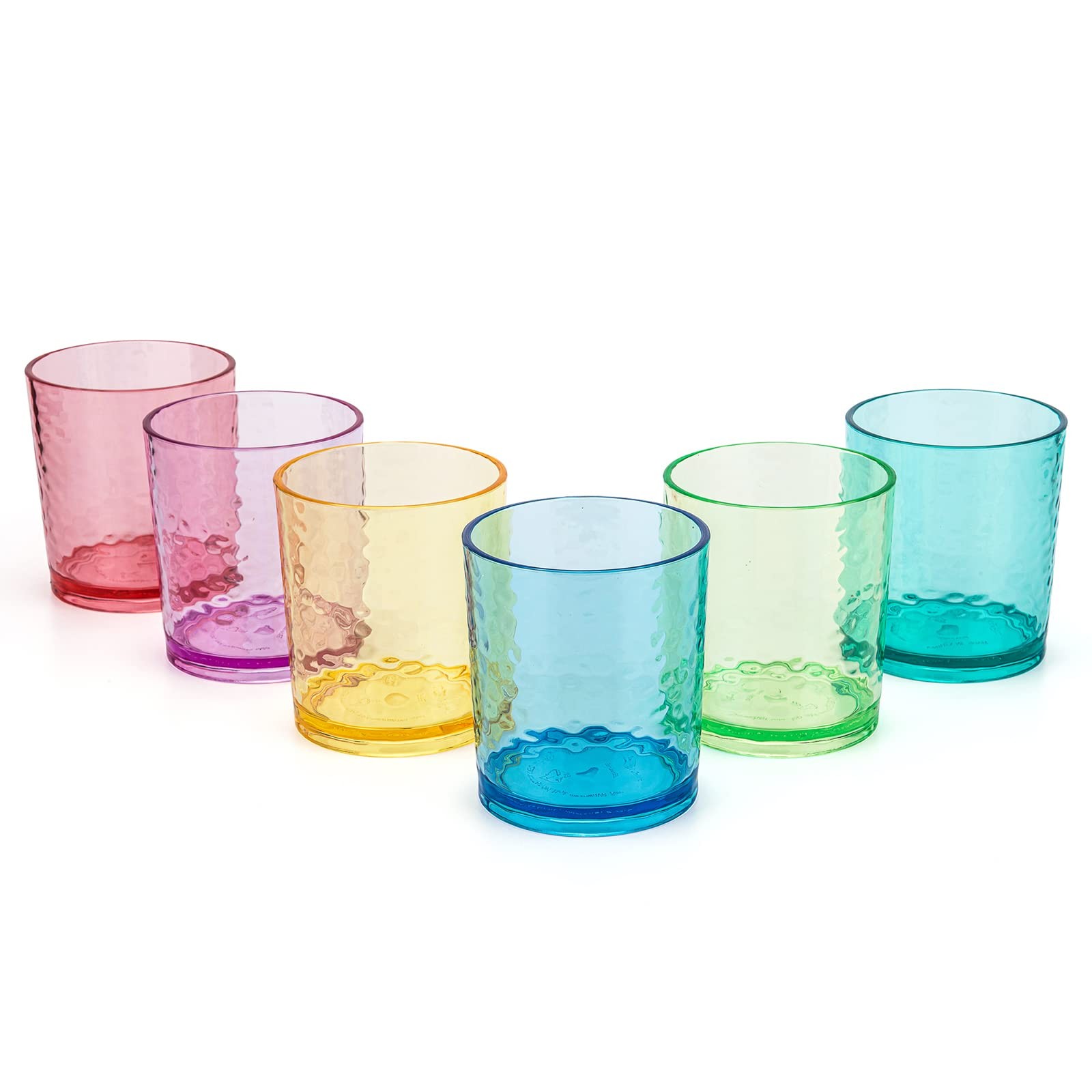 14-ounce Acrylic Glasses Plastic Tumbler, set of 6 Multicolor – Hammered Styl…