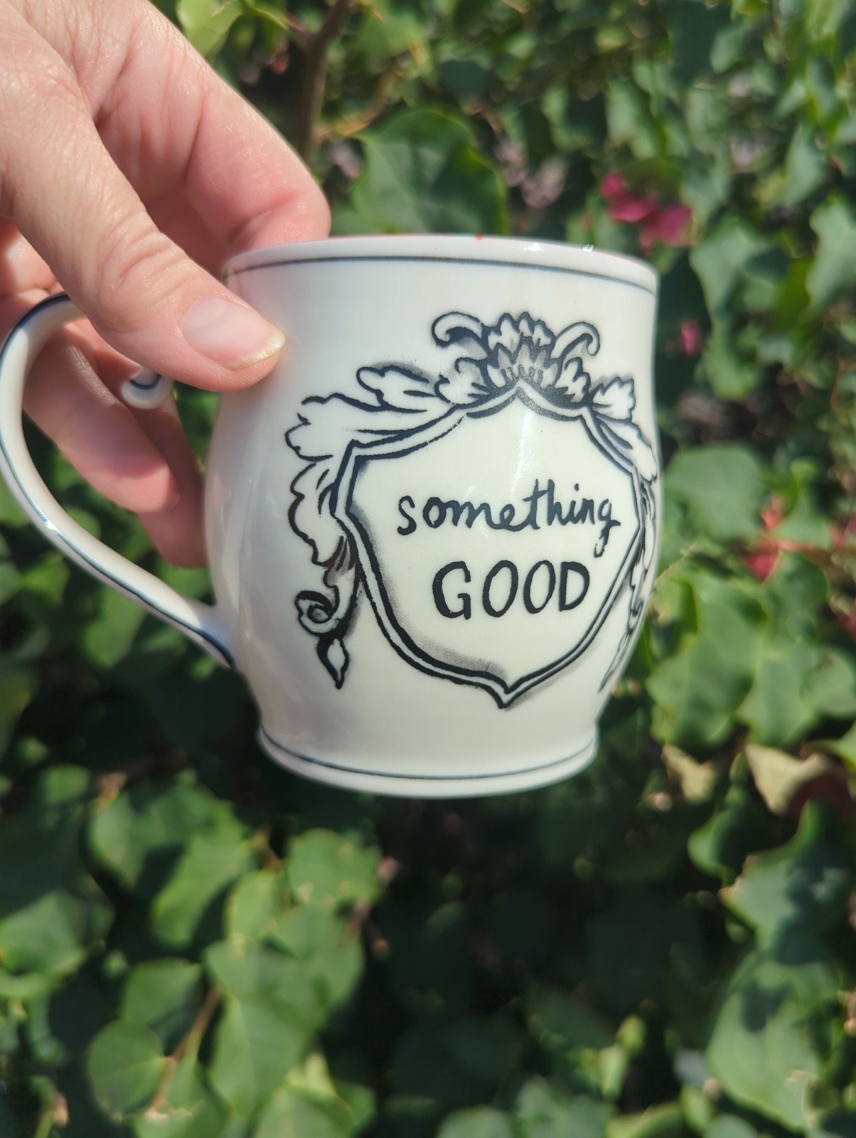 Anthropologie Molly Hatch Crowned Leaf Mug Something Good Red Polka Dot Inside