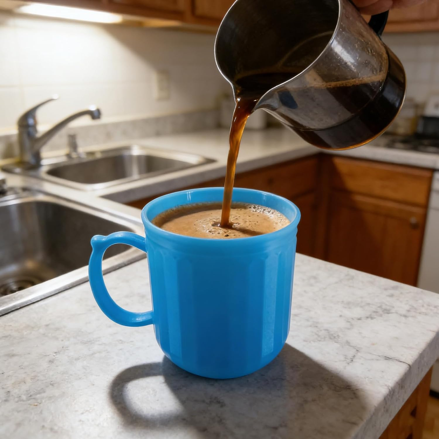 Plastic Coffee Mug 4 Set Microwave and Dishwasher Safe – BPA Free Reusable Cups