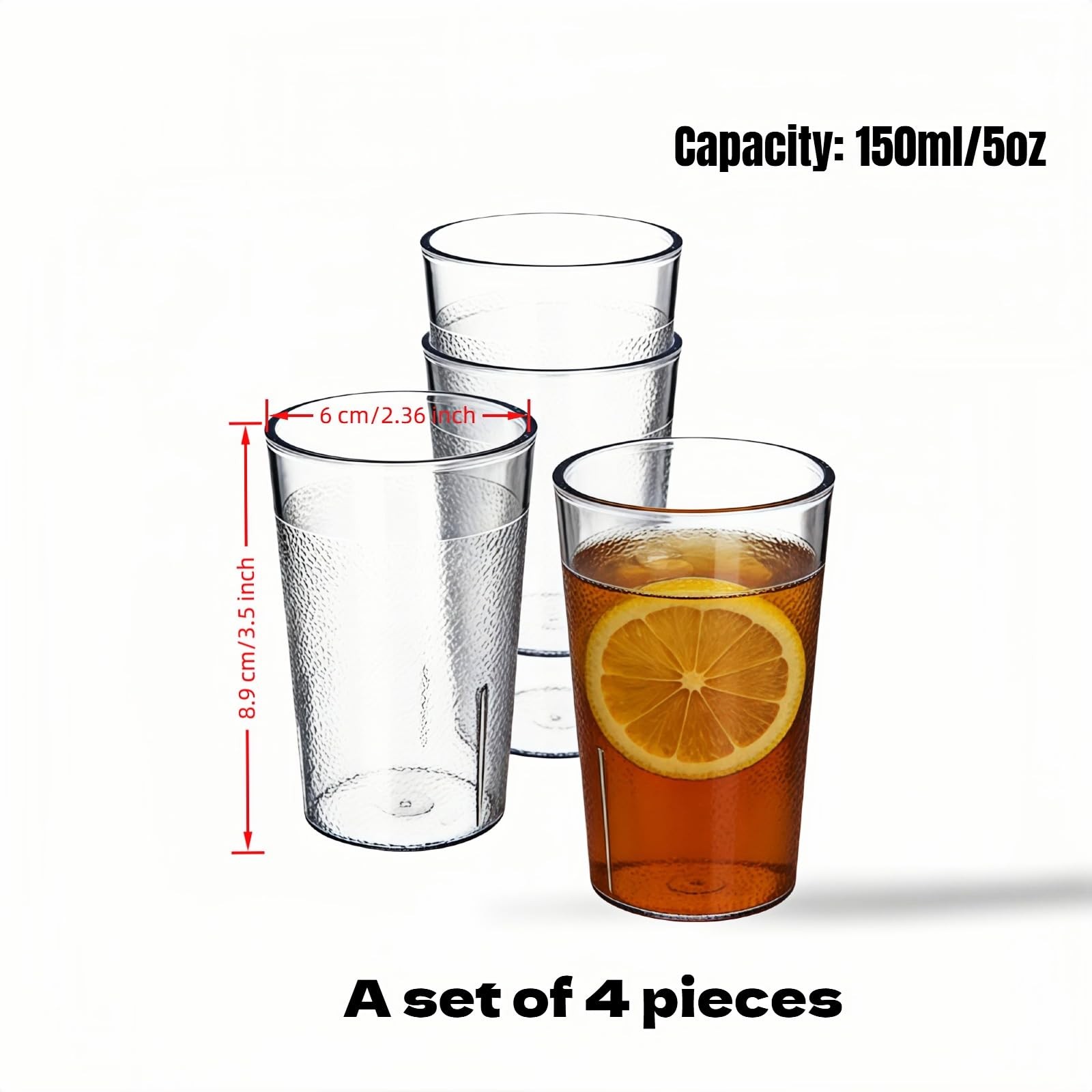 Stackable 5 oz Plastic Cups, Shatterproof Drinking Glasses Set of 4, BPA Free…