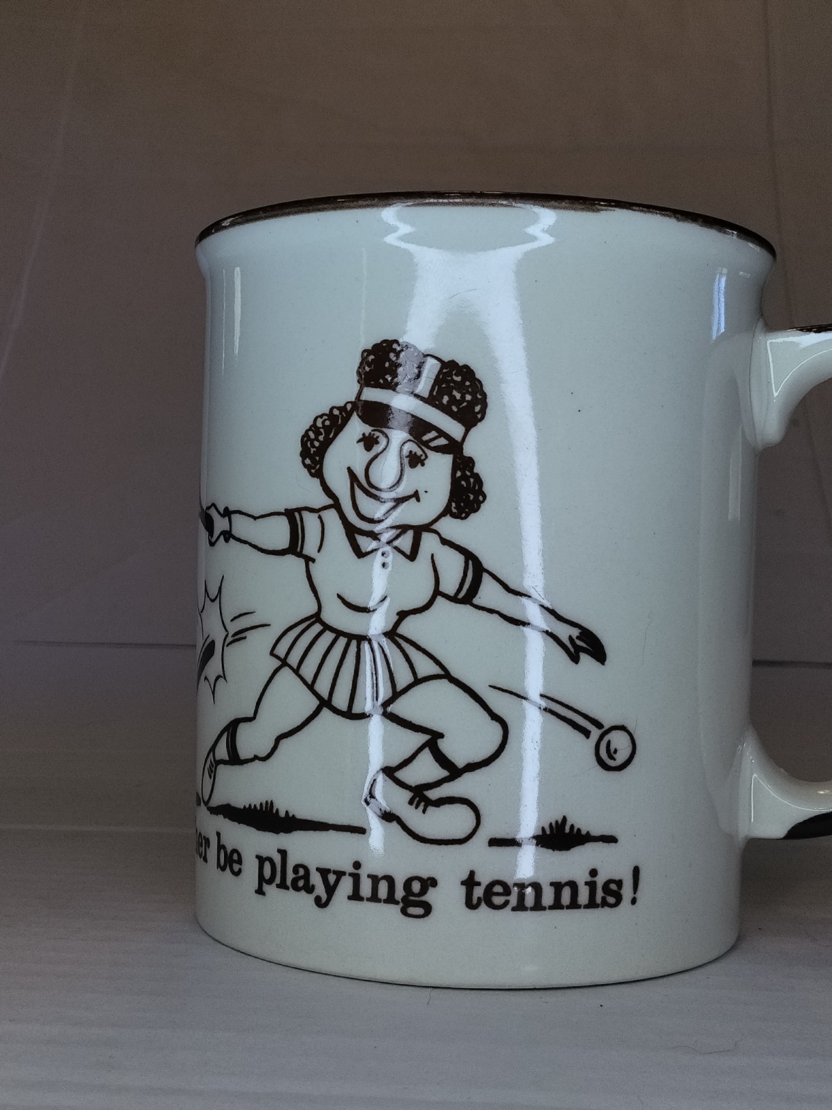 Vintage Coffee Mug Tennis Sports Fan Funny Humorous Gift Made In Japan