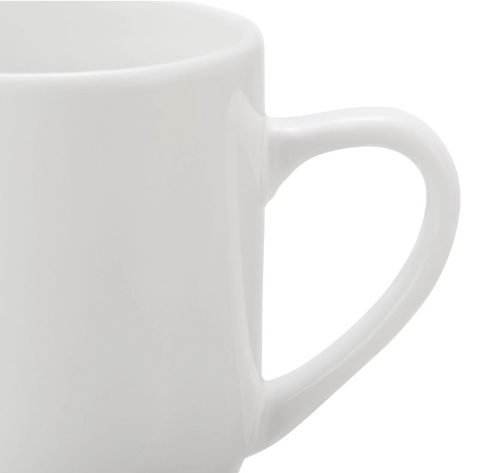 6 Pack Glazed White Stoneware Mugs, 12 Ounces