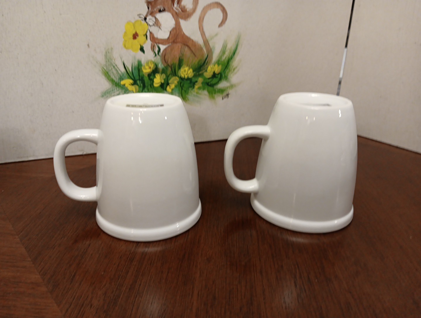 Set of 2 Discontinued White Ceramic 4 Inch Bodum Corona Coffee Mugs Cups 10 Oz