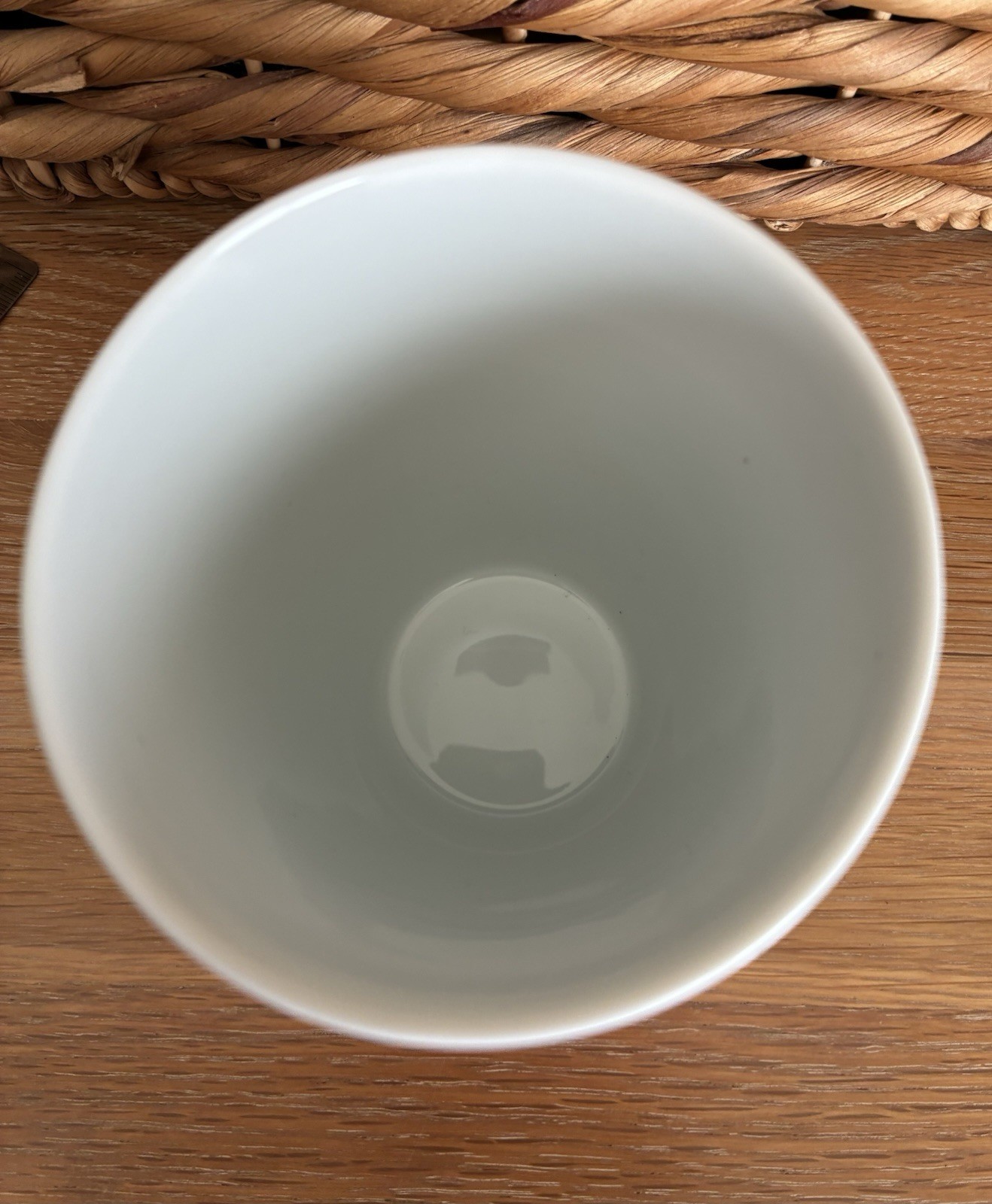 1 BODUM Pavina 12oz White Porcelain Cup Red Dotted Silicone Grip 4.5″ Tall EUC