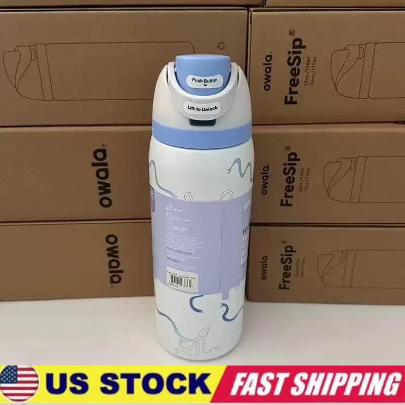 Owala 32oz Water Bottle Tied And True Blue Bows Limited Edition FreeSip US STOCK