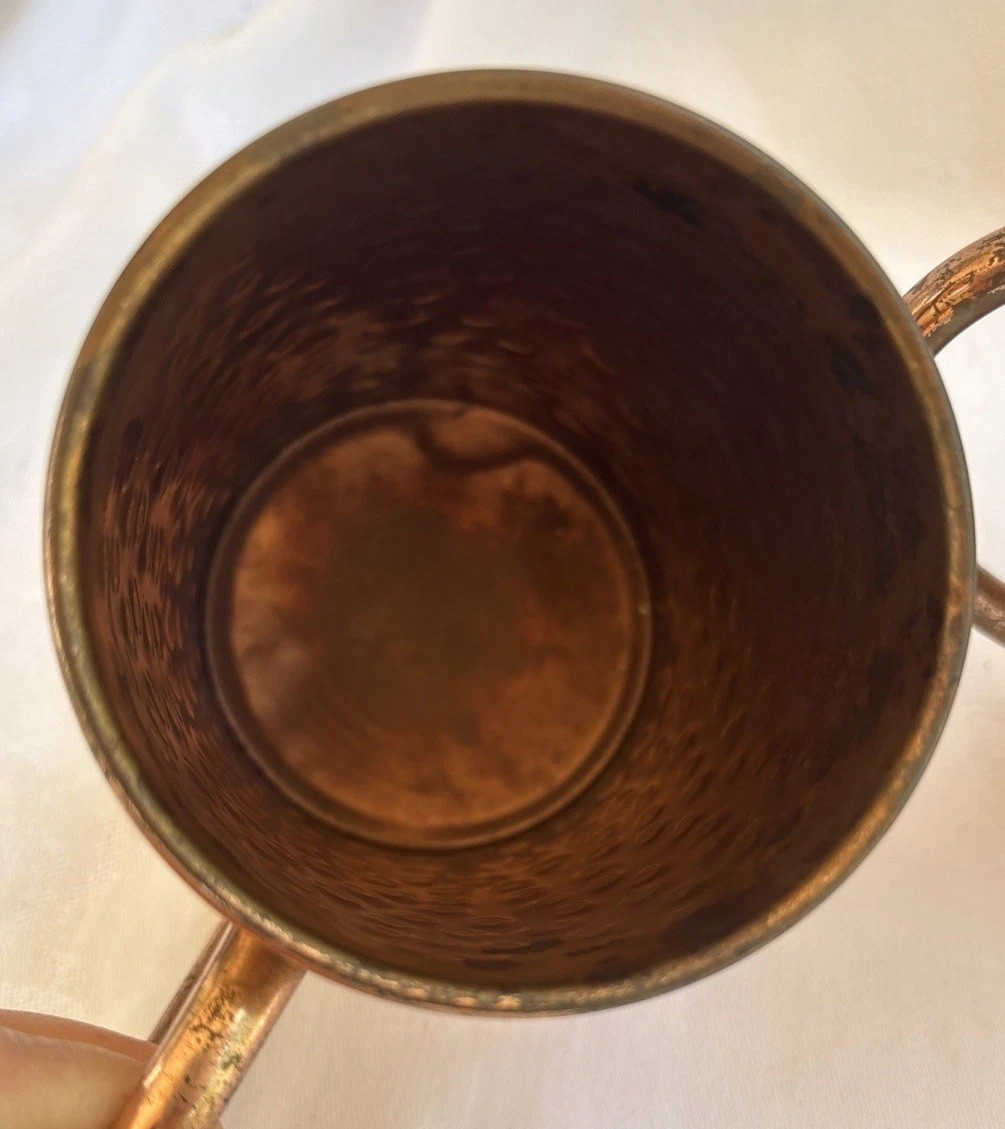 Vintage Hammered Copper Moscow Mule Mugs – Pair of 2, Rustic Patina Barware
