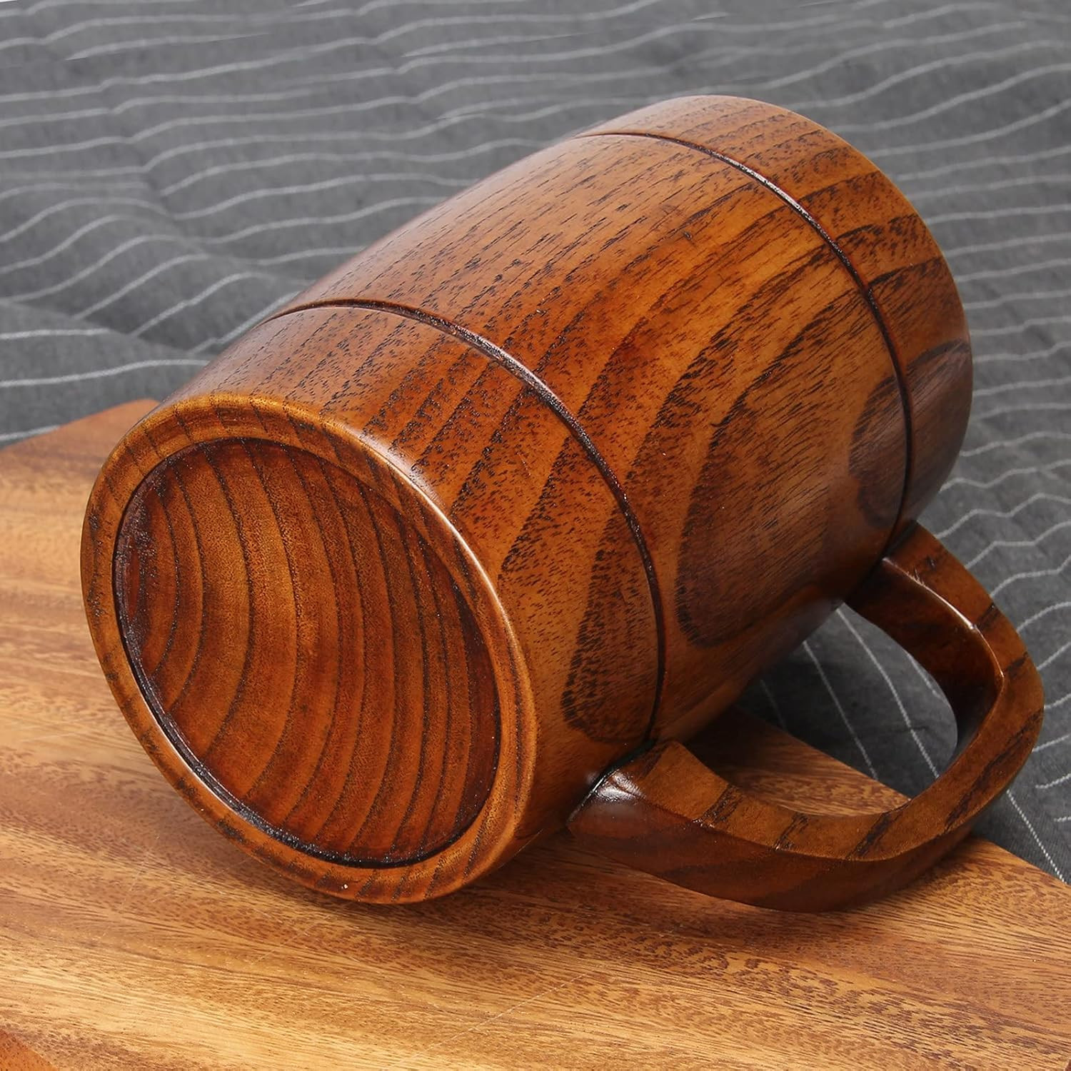 18 Oz Large Wooden Beer Mug Gift for Men Women Big Vintage Viking Cup Rustic Coo