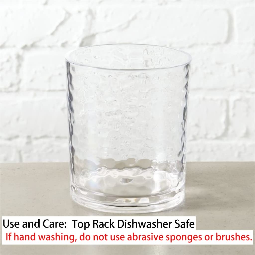 Acrylic Tumbler 14oz Clear Set of 6 – Hammered Style, Dishwasher Safe, BPA Free