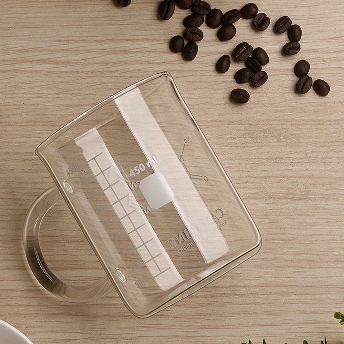 Durable Borosilicate Glass Coffee Sharing Cup with Visible Scale