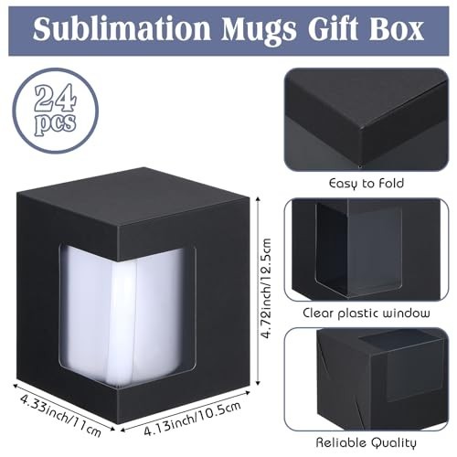 24 Pack Mug Boxes for Gifts Coffee Box for Sublimation Mugs 11oz 12oz 15oz