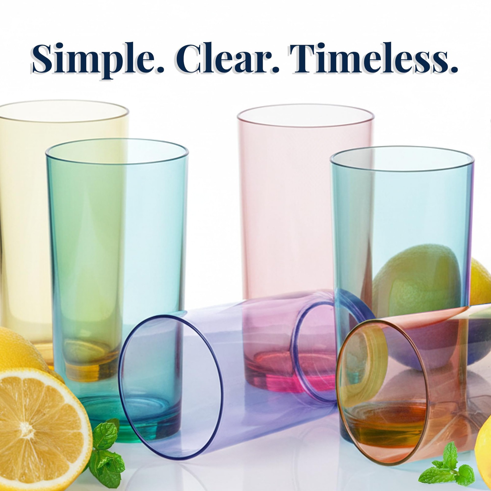 Reusable Drinking Glasses 16oz BPA-Free Plastic Tumblers (Set of 6)