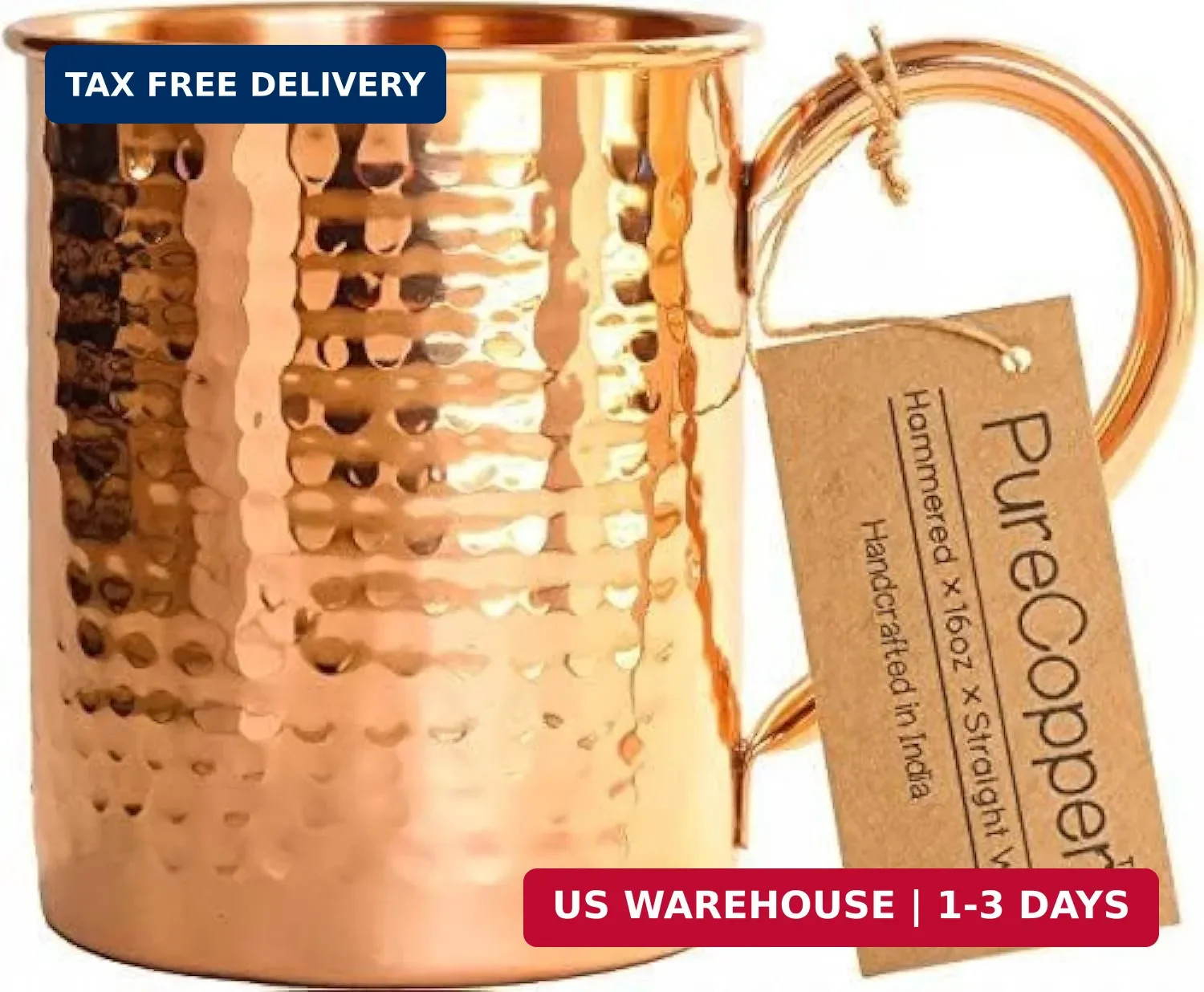 MEKBOK 12oz Moscow Mule Mug Stainless Steel Hammered Cup Handle Bar