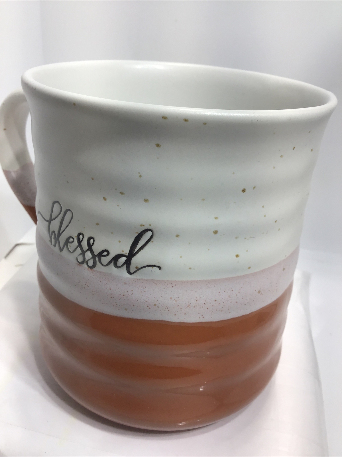 BLESSED COFFEE MUG. EMBOSSED BLESSED COFFEE MUG. Art Deco Mug. B234