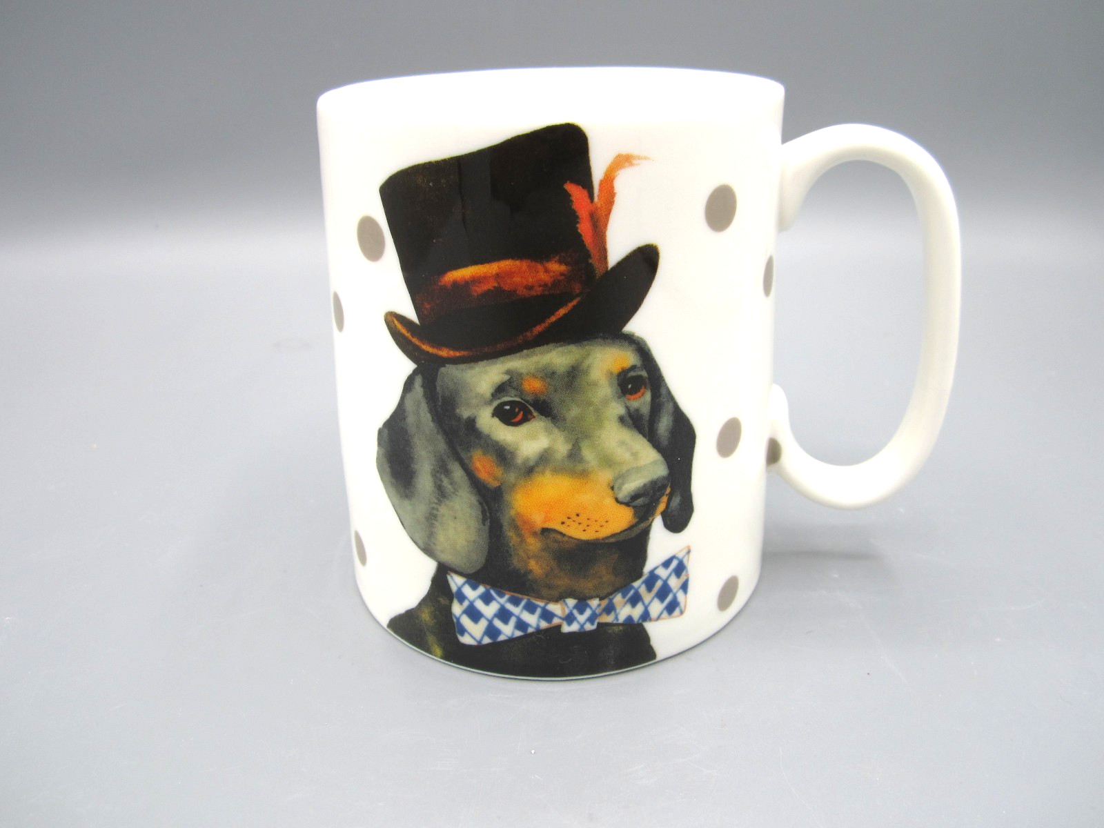 Unbranded “Dapper Dachshund” White & Multicolor Tea Coffee Mug 14 oz (282)