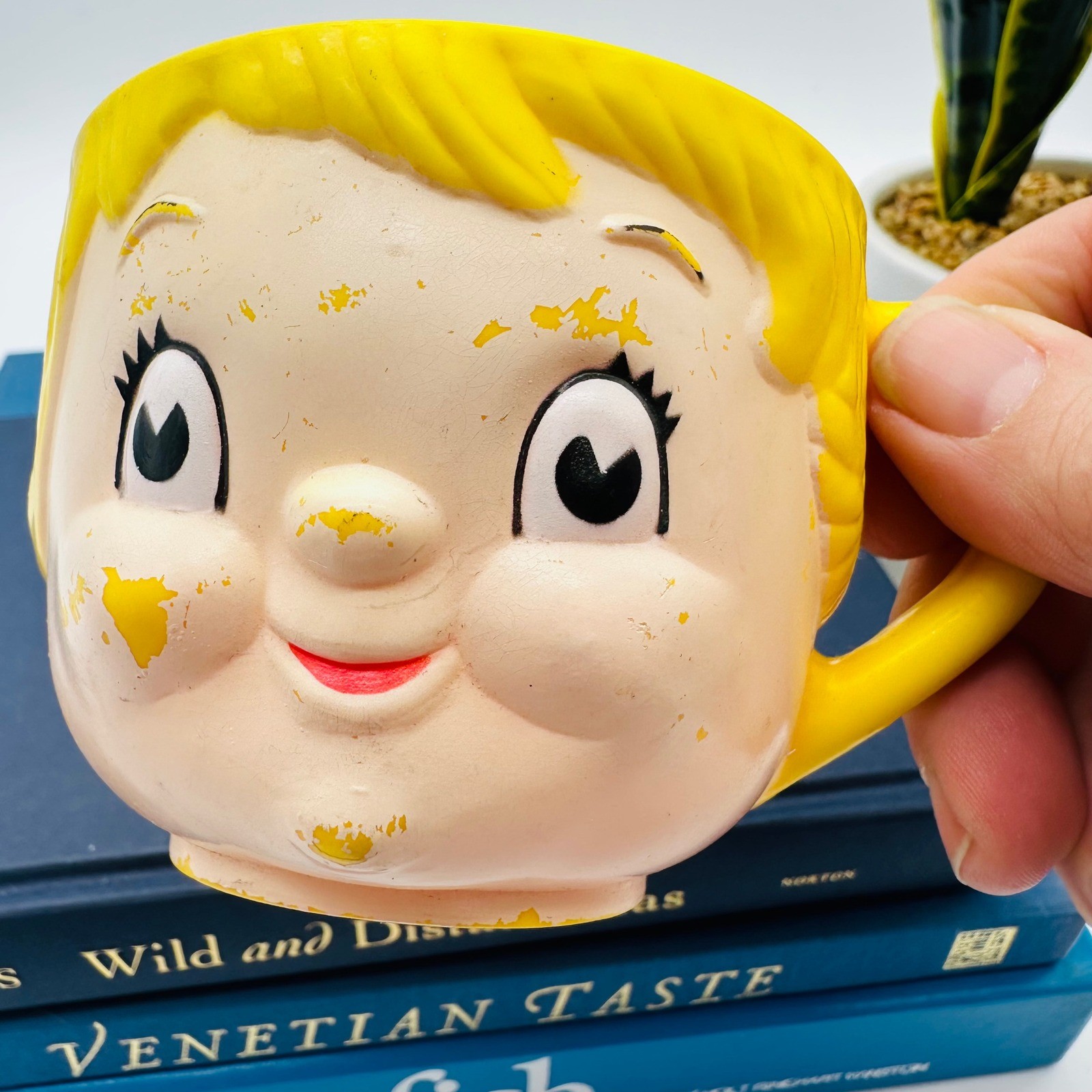 Vintage 1970’s Plastic Campbell’s Soup Kids Face Mug Yellow Hair Dolly Dingle