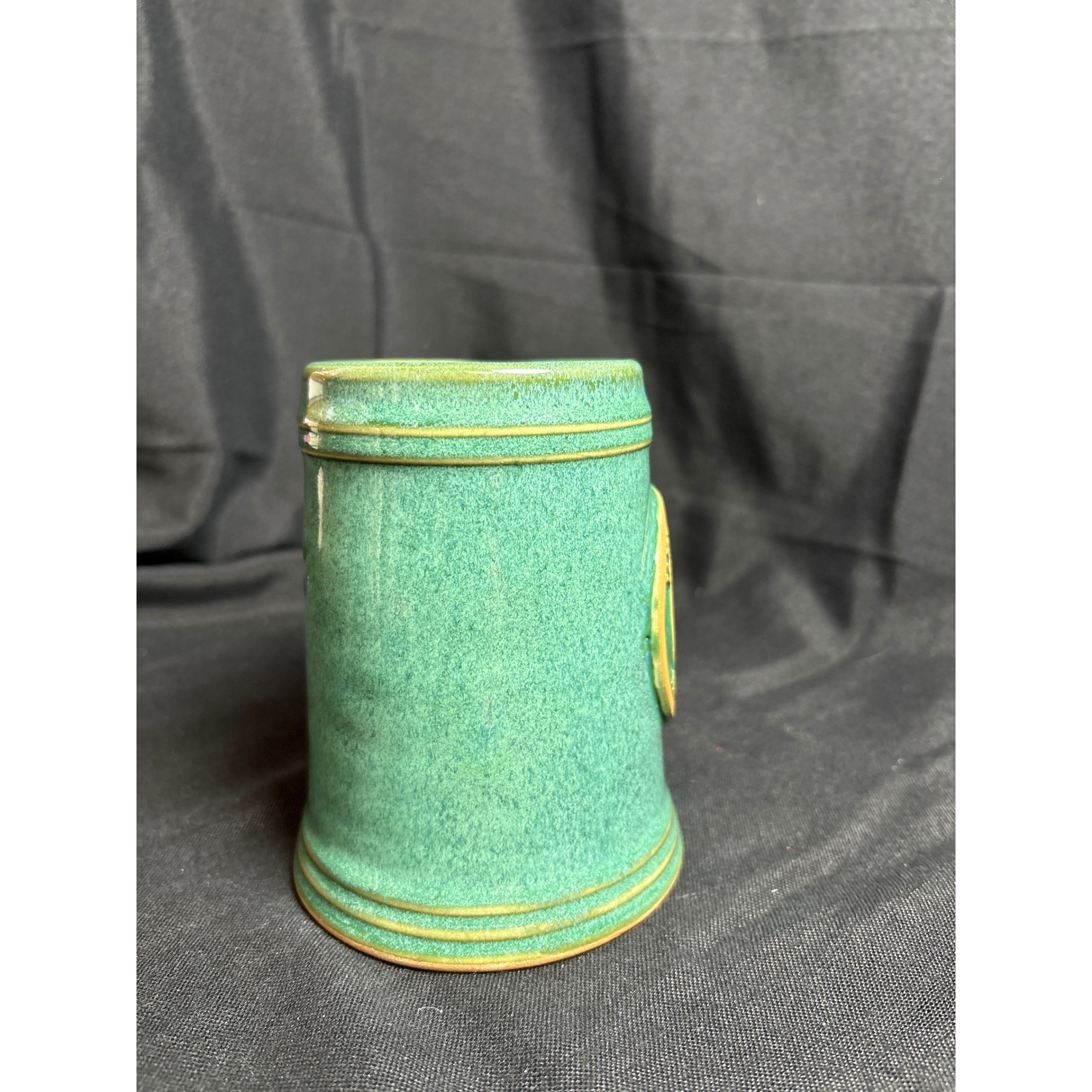 Grey Fox Pottery James W Foley Freedom Run 2023 Teal Stoneware Mug Stein USA