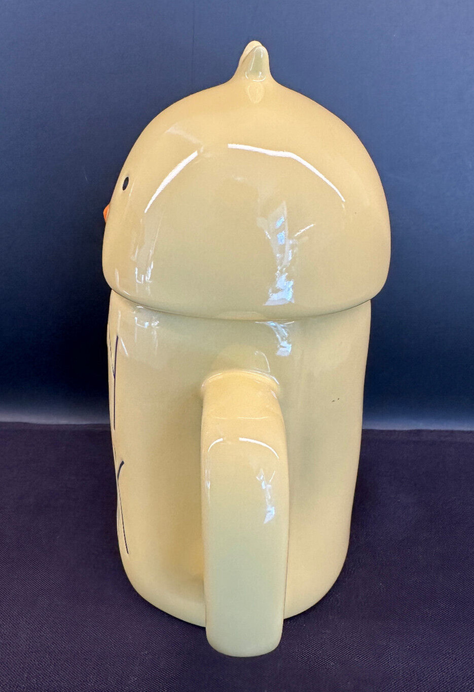 Rae Dunn-Two Piece ‘Happy Chick” Yellow Coffee Mug with Lidded Topper Chick Head