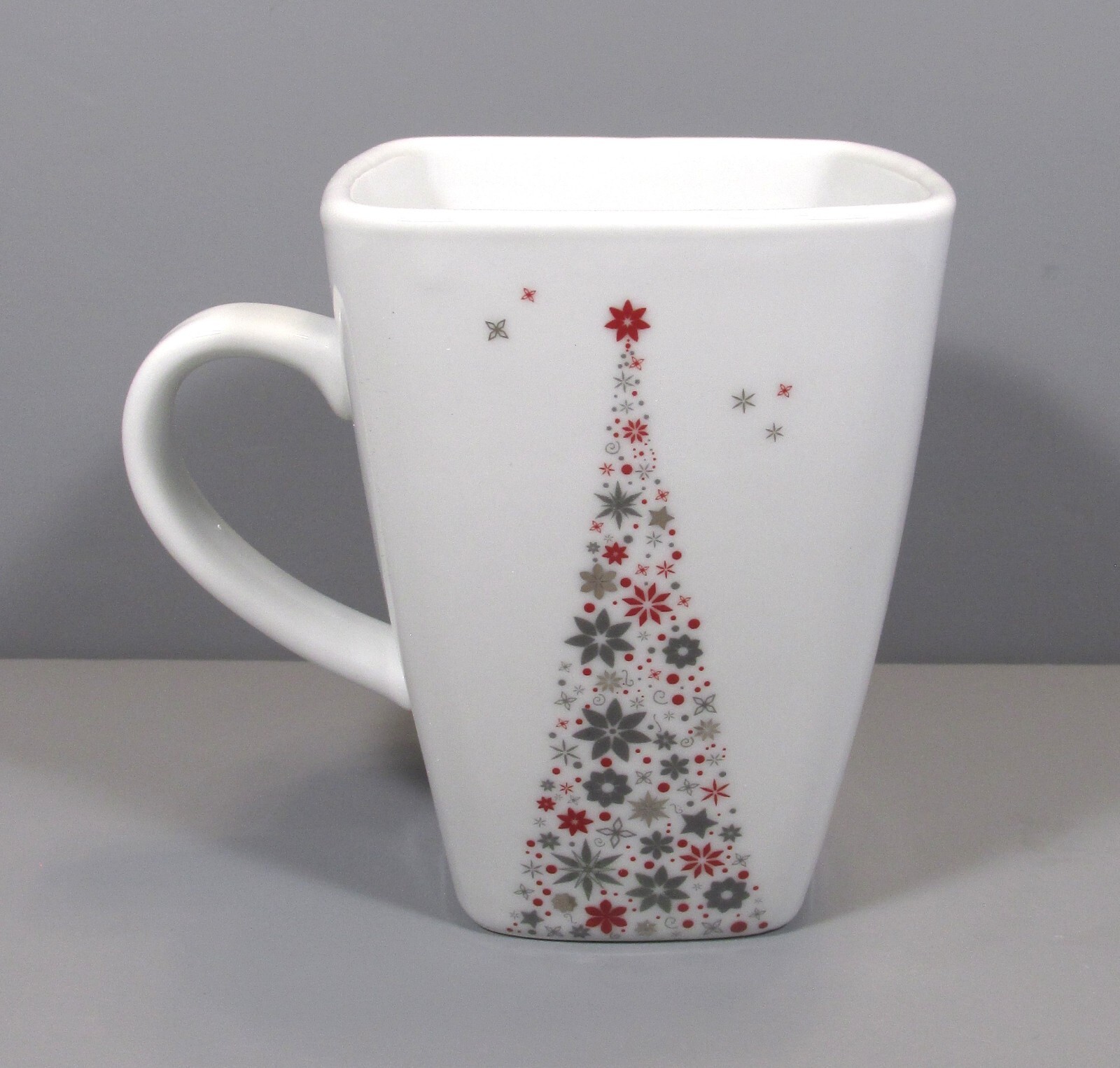 Food Network Linzer White Red Silver Holiday Tree Cup / Mug