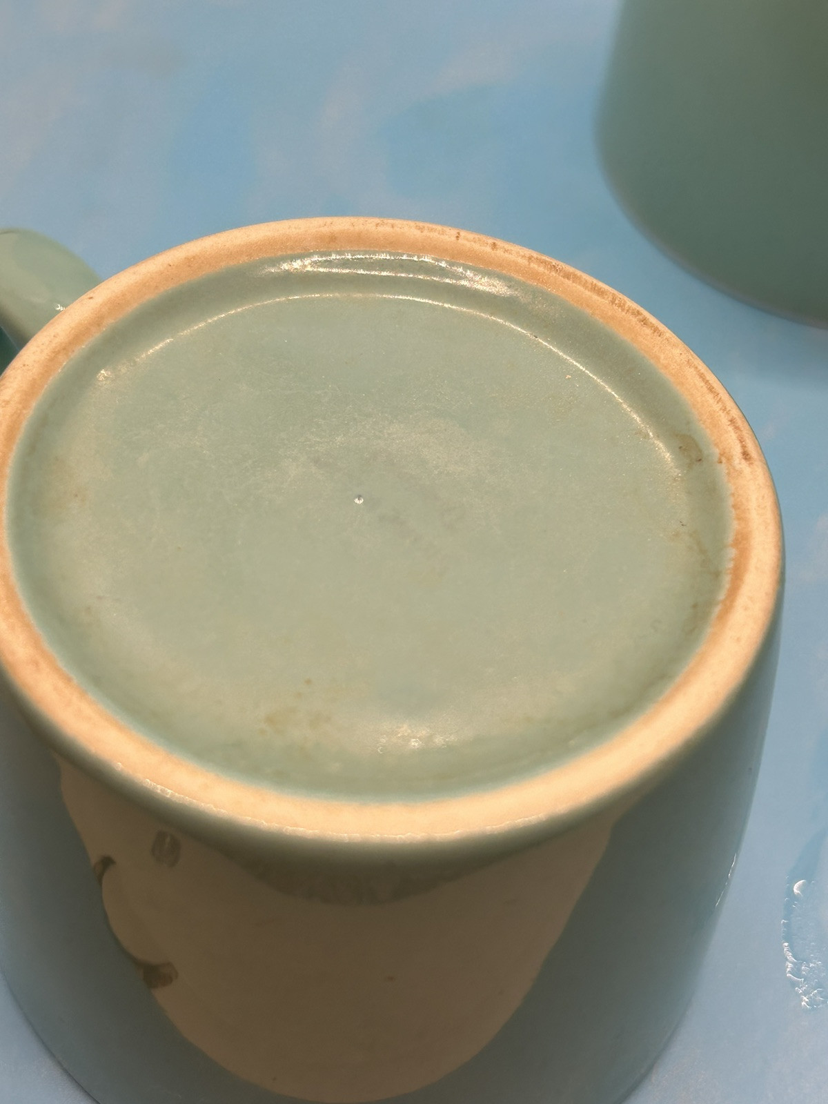 Aqua Thailand Stoneware Coffee Mug Cup Teal Set Of 3 6 Oz. 2 1/2 In