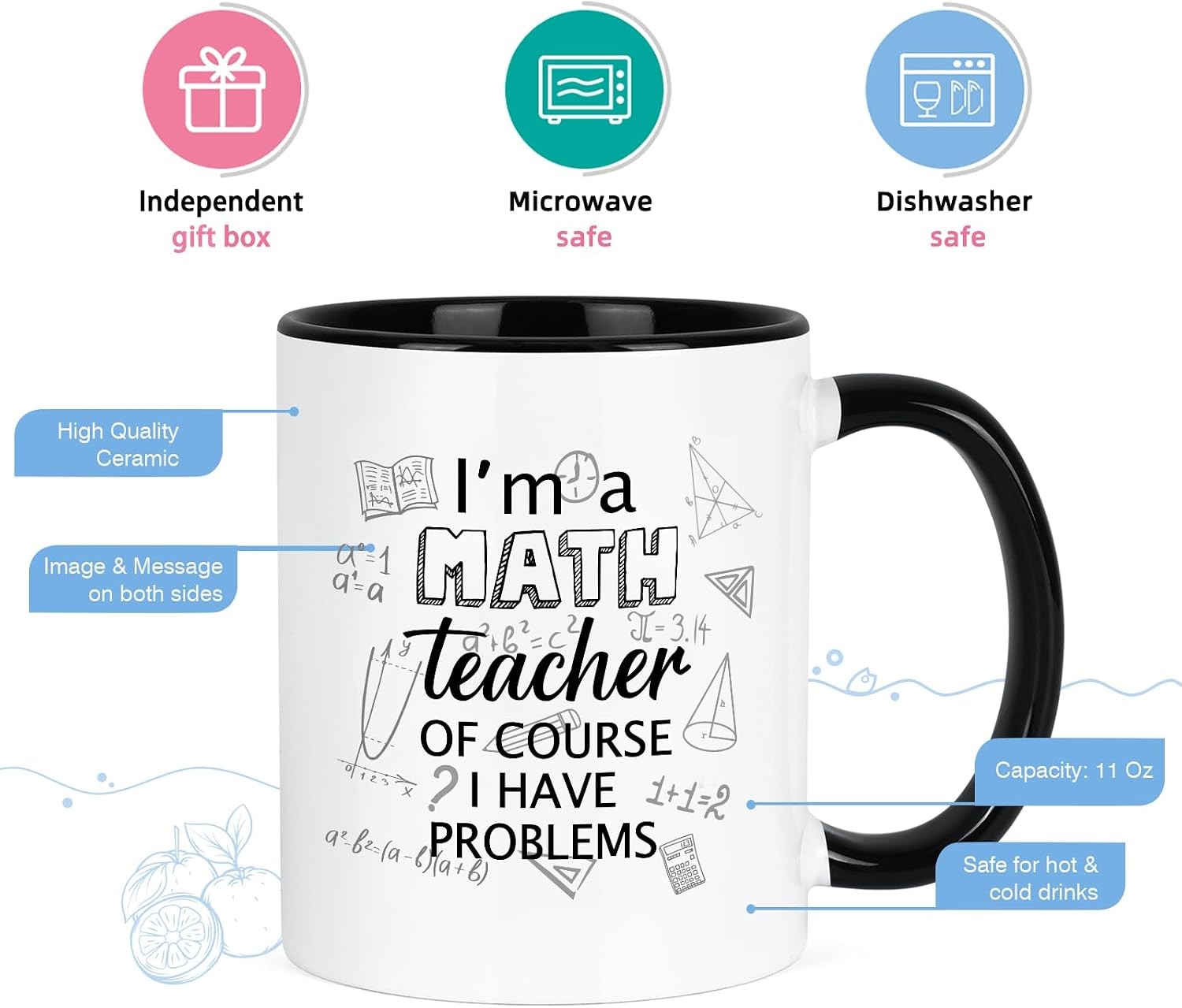 Math Teacher Coffee Mug, I’m a Math Teacher of Course I Have Problems, Funny