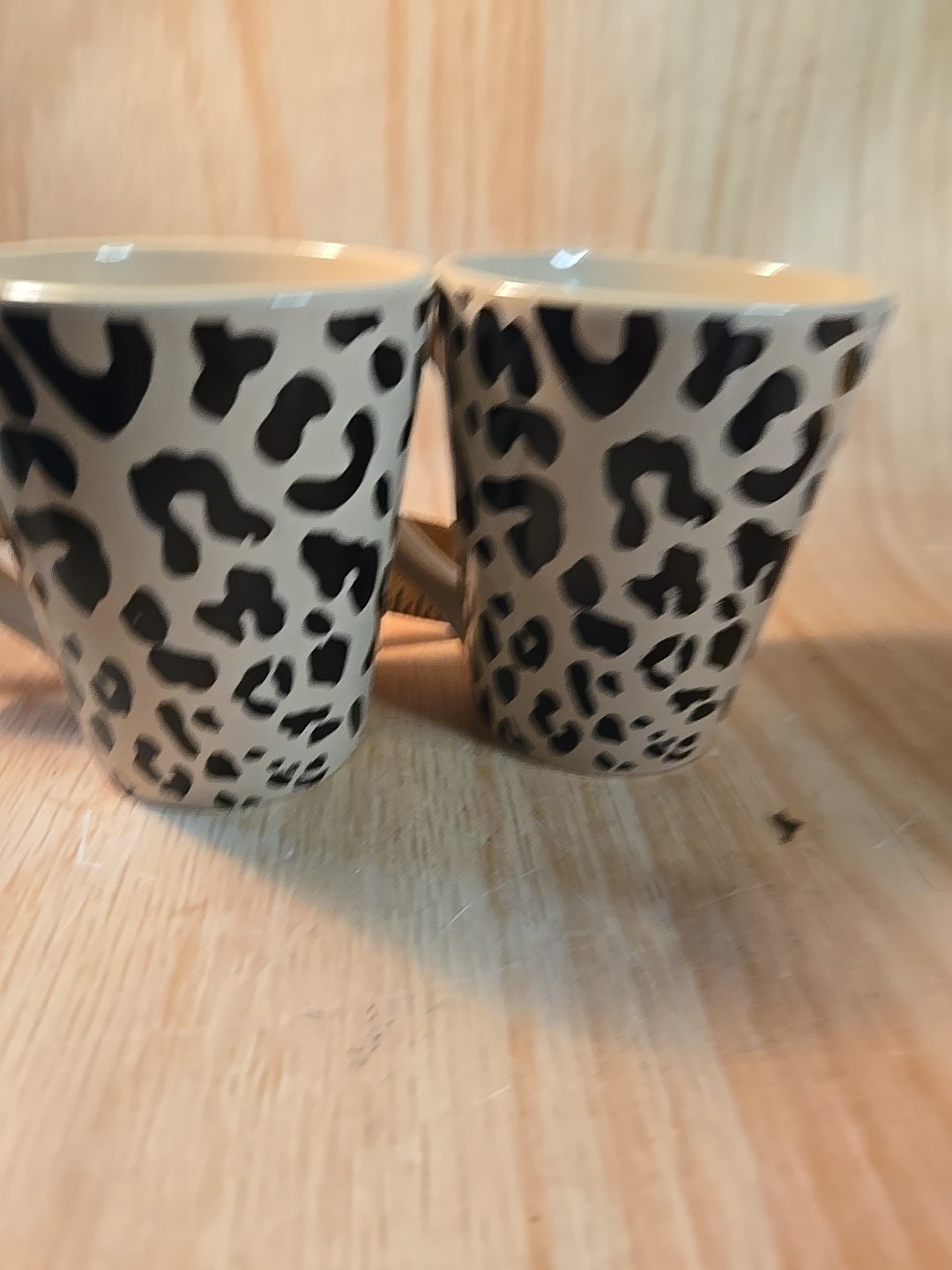 NEW Leopard Print Coffee Mug 11-oz SET OF 2 BROWN BLACK