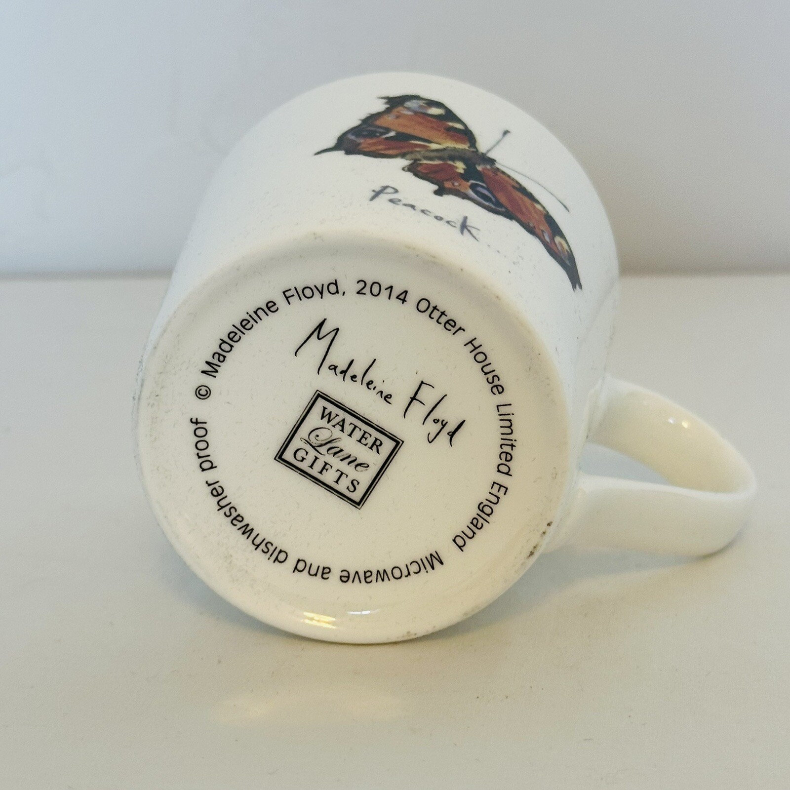 New Madeleine Floyd Mug Cup Peacock Butterfly 2014 England Bone China 250 ml