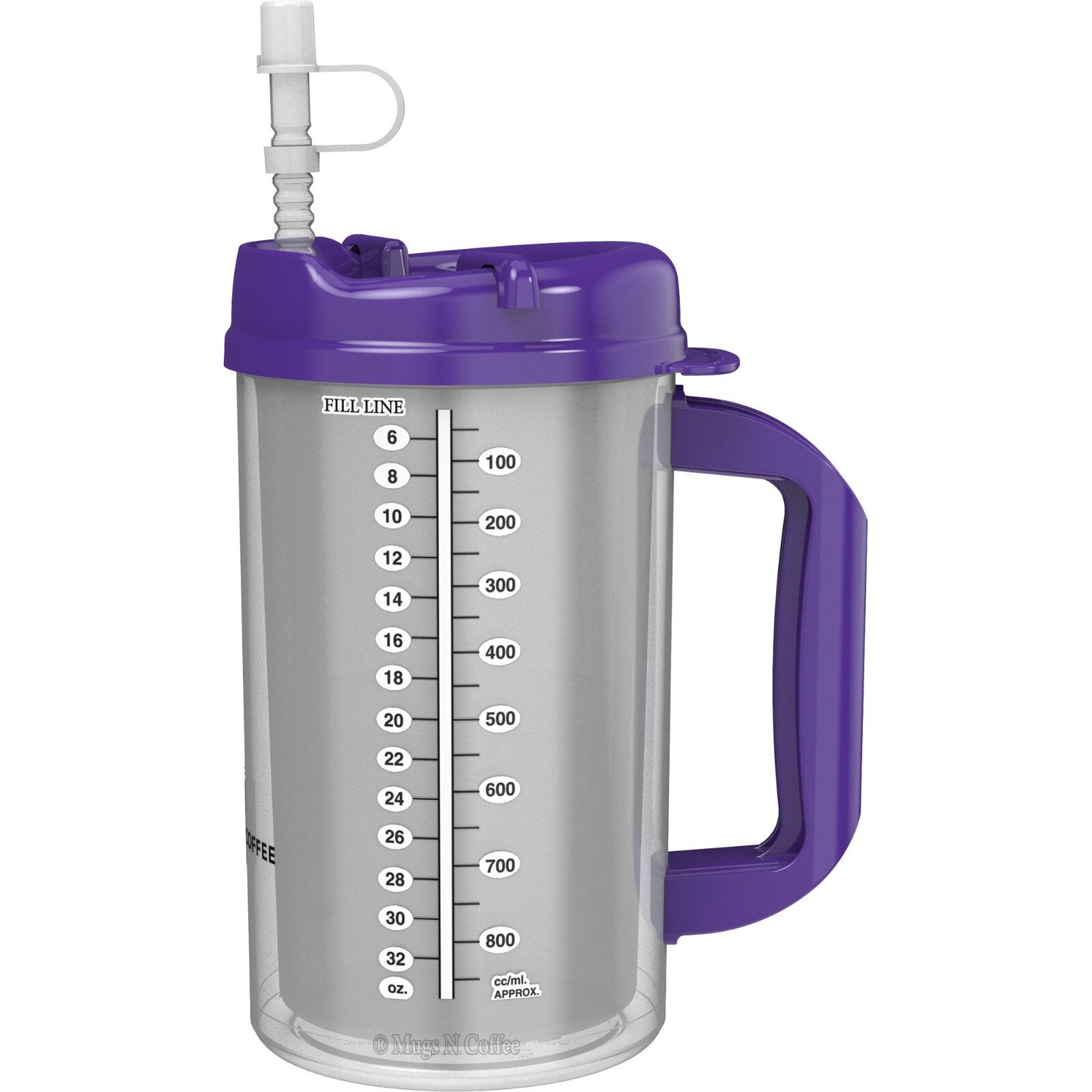 32 oz Hospital Mug with Purple Lid – Insulated Cold Drink Travel Mug – BPA Free
