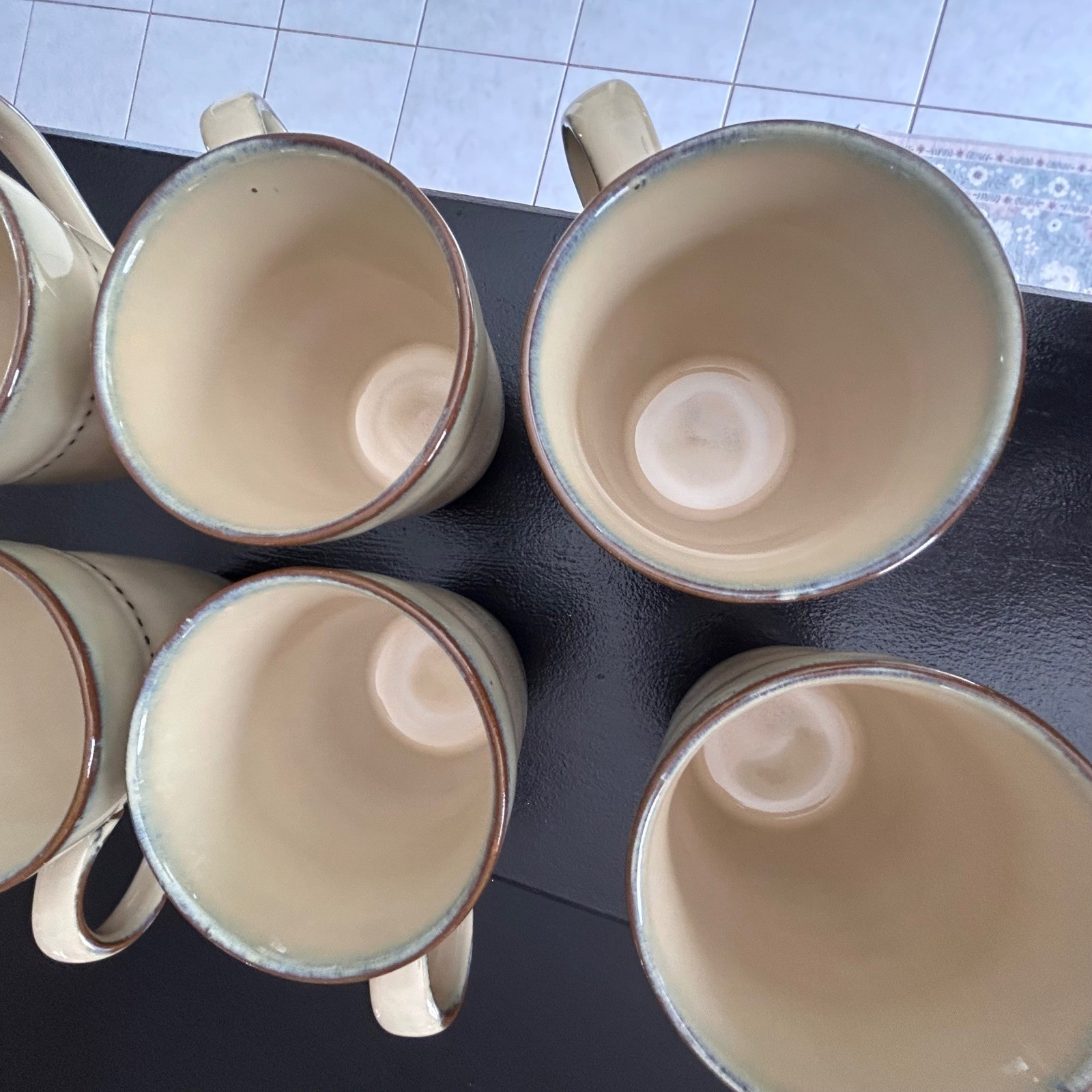 Sango Cyprus Beige 4677 Coffee Mugs Set of 6 Stoneware Rustic Farmhouse Neutral