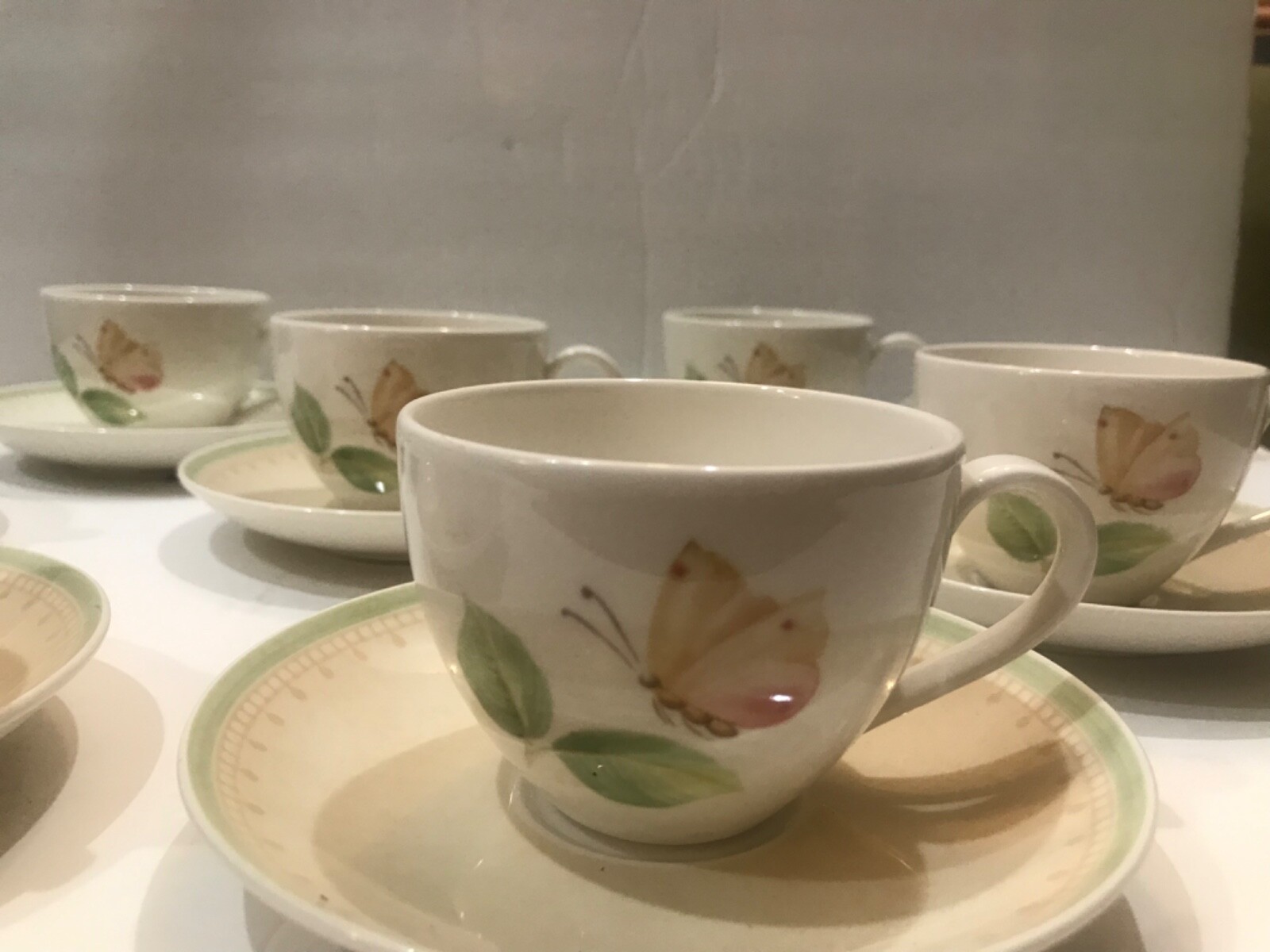 Villeroy Boch Florea Butterfly Set of 6 Tea Cups Made In Luxembourg